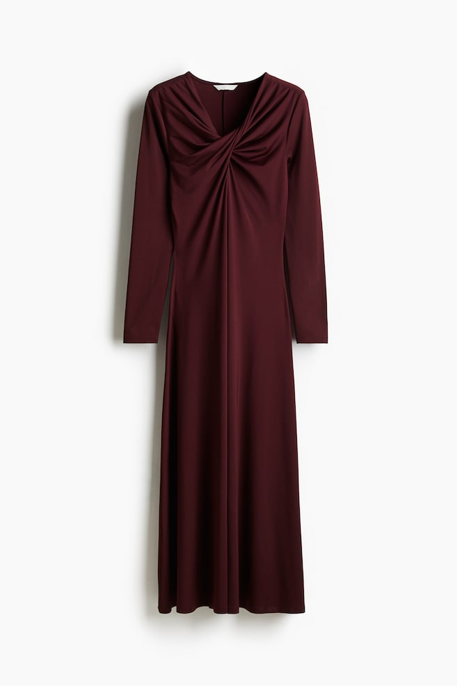 Kleid mit Twistdetail - Weinrot - 1