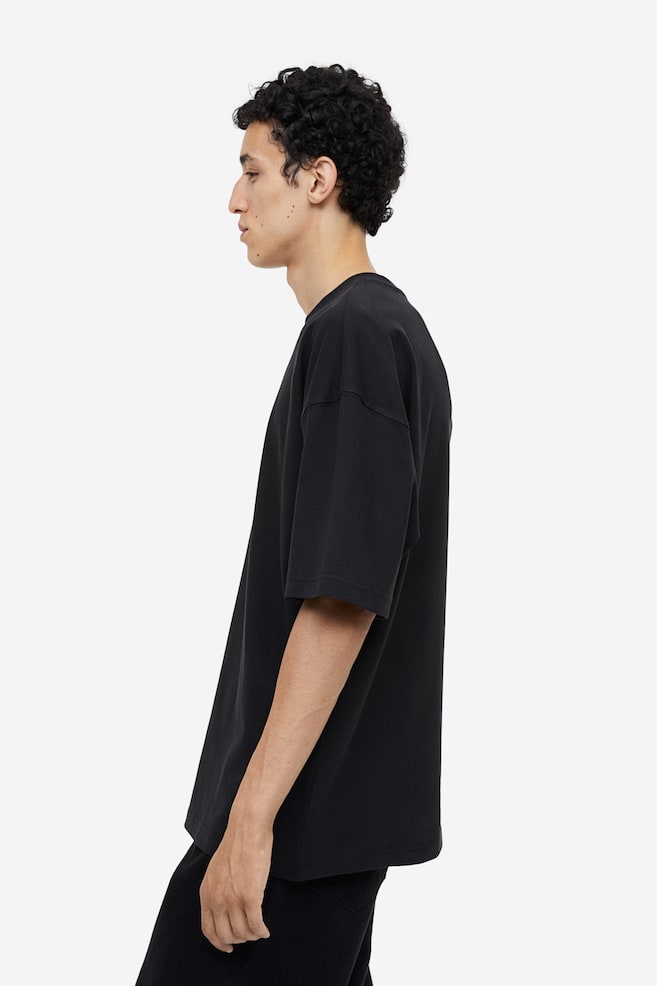 T-shirt Oversized Fit en coton - Noir/Marron - 4
