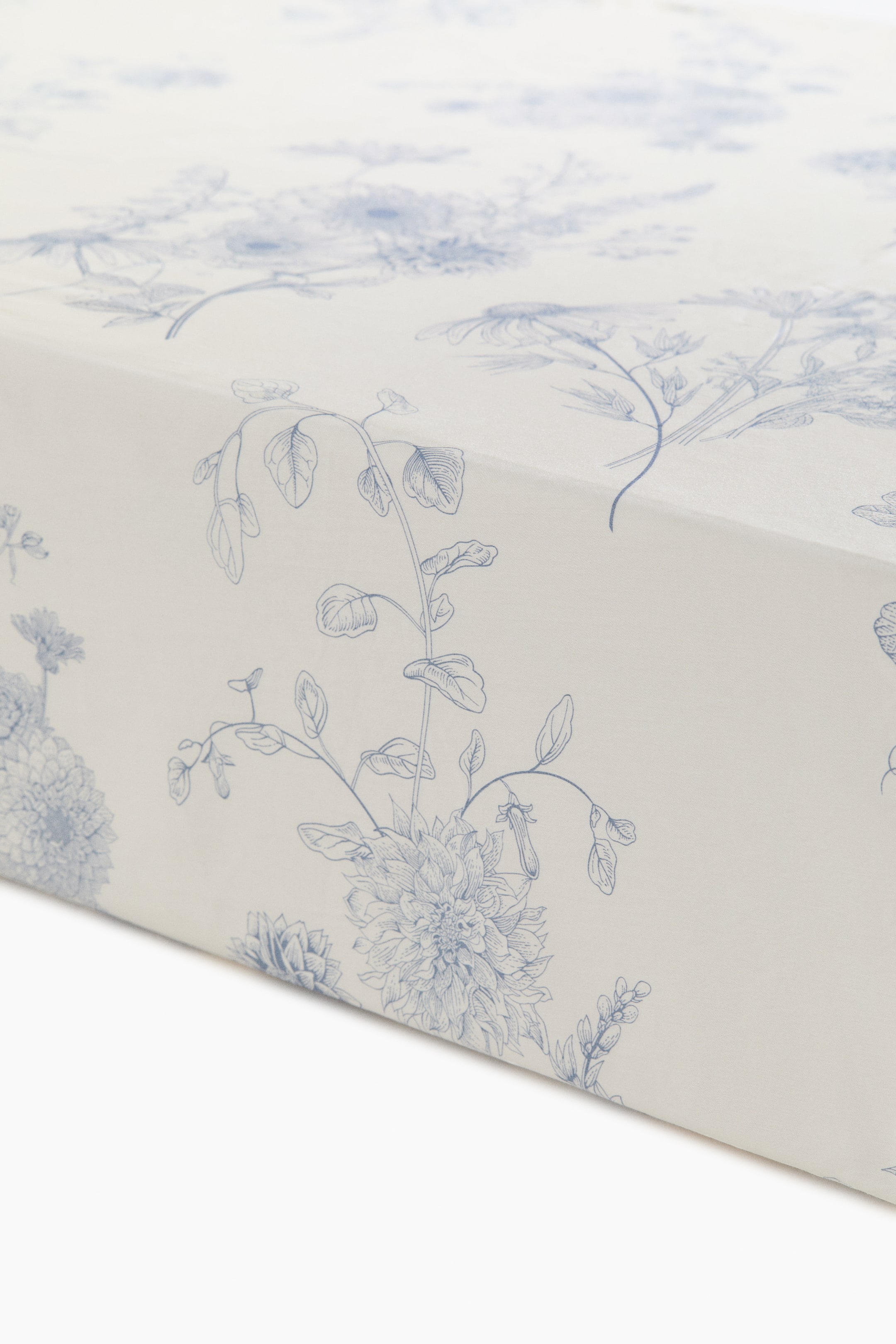 Agrandir l'image: Drap-housse en satin à motif - Blanc/bleu/fleuri - Home All | H&M FR 2
