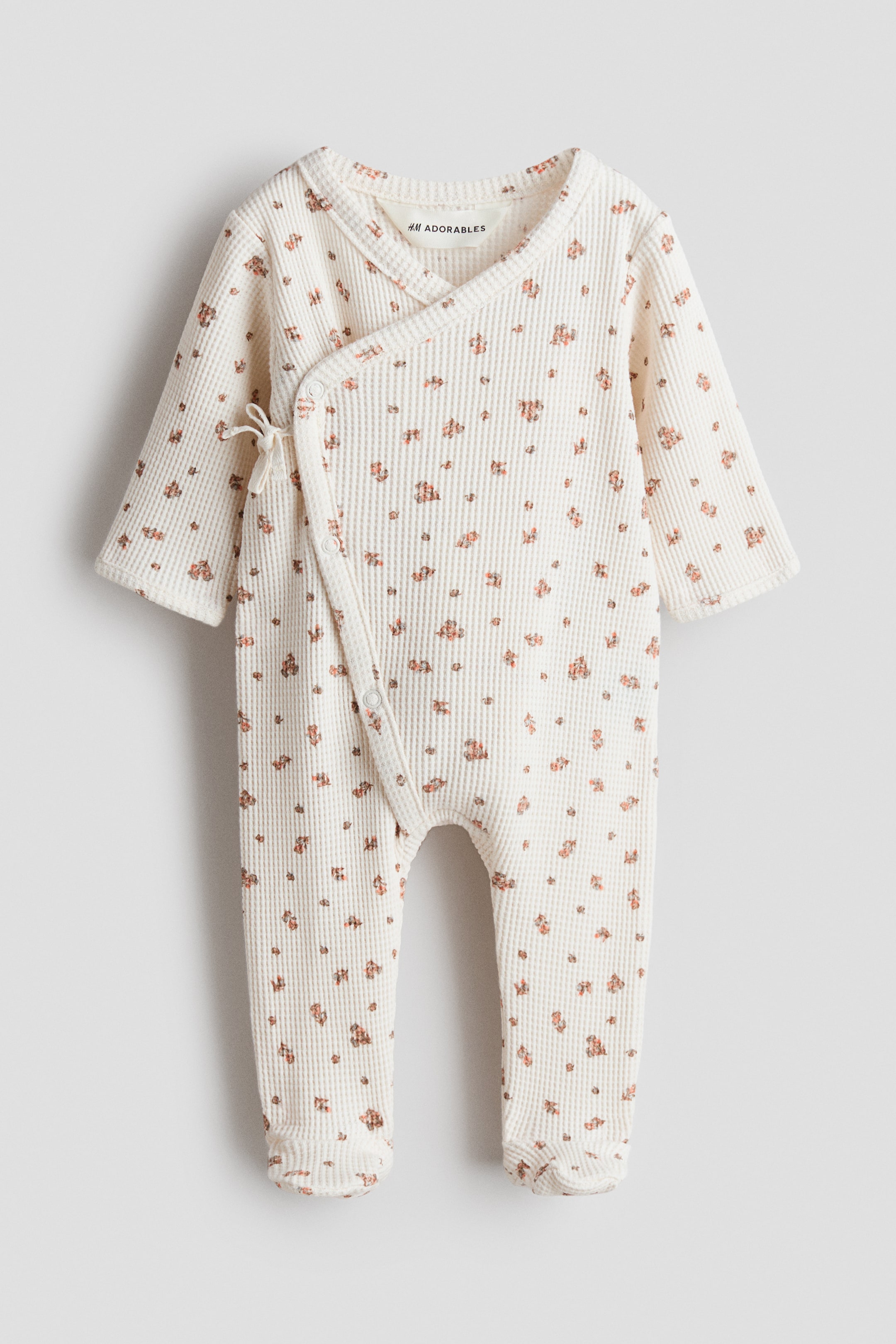 拡大画像を表示: ワッフルコットンロンパース - クリーム/フローラル - Kids | H&M JP 1