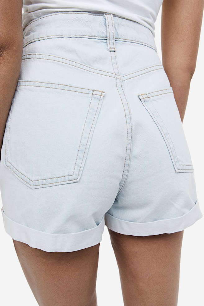 High-waisted denim shorts - Pale denim blue/Denim blue/Denim blue/White/dc - 3