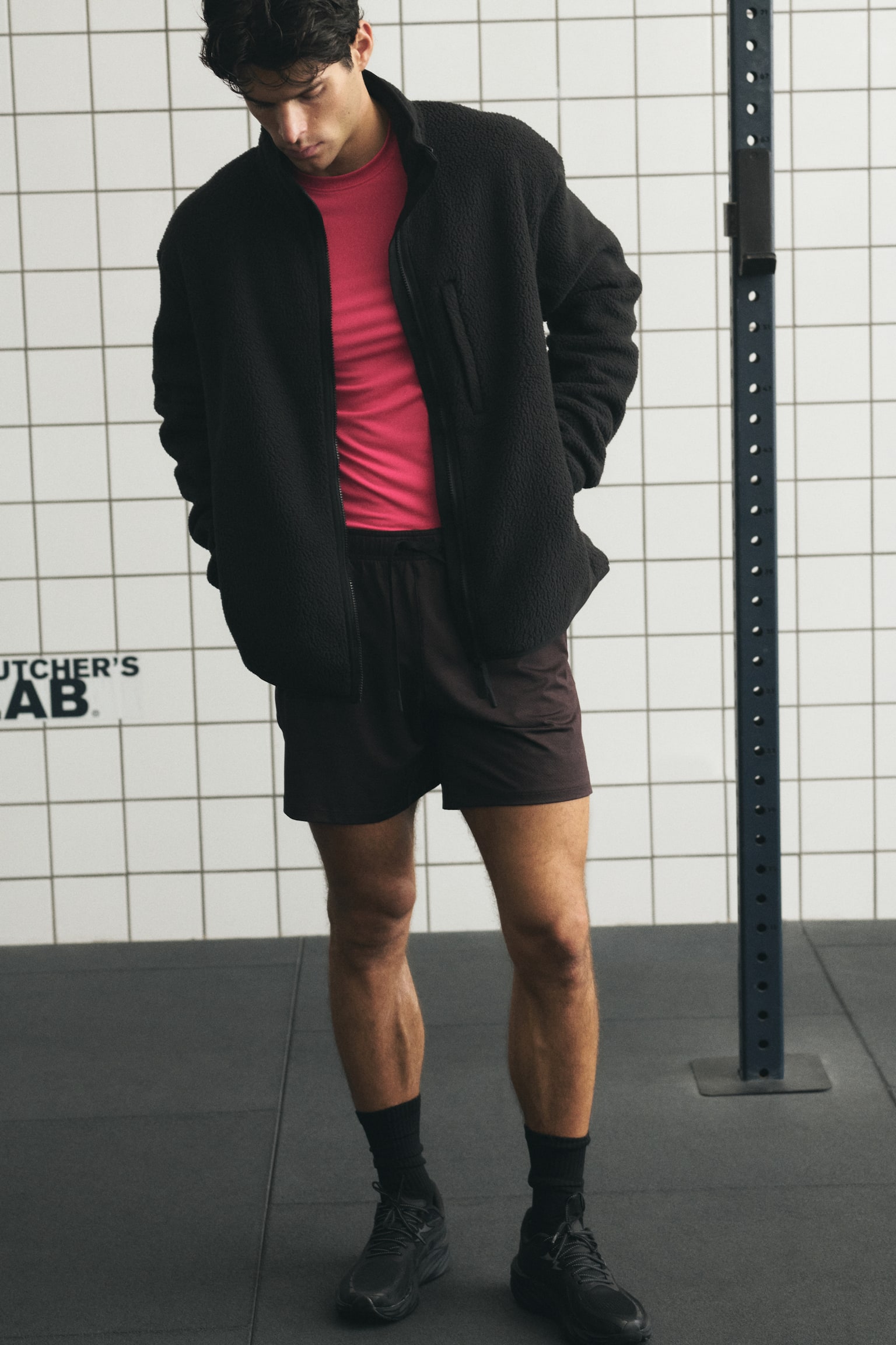 Regular Fit Teddy jacket - Black - 1