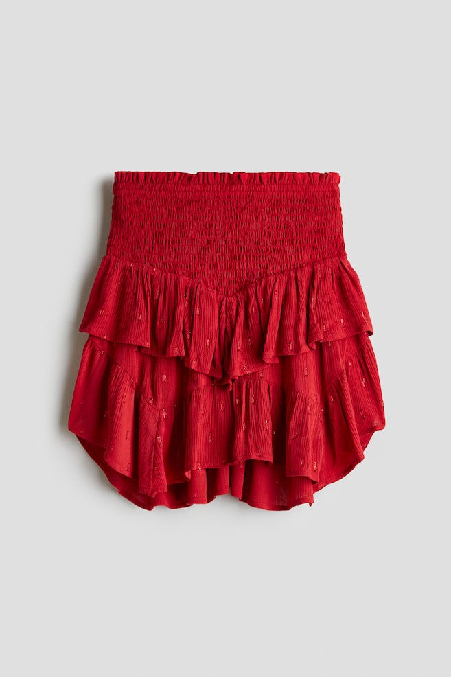 Smocked flounce skirt - Red/Black/Gold-coloured - 1