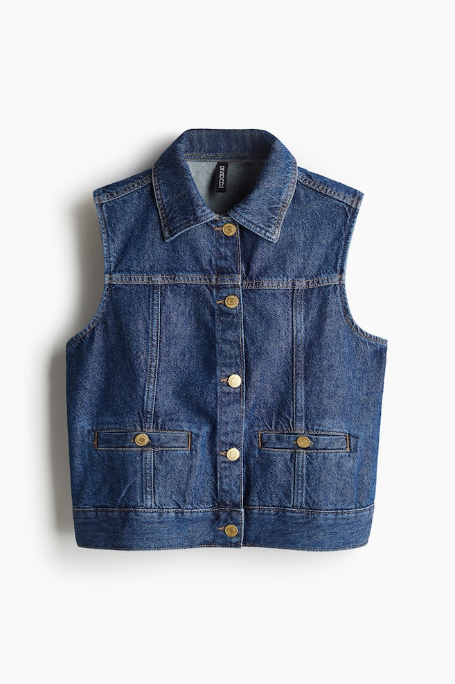 Denim gilet - Dark denim blue - 1