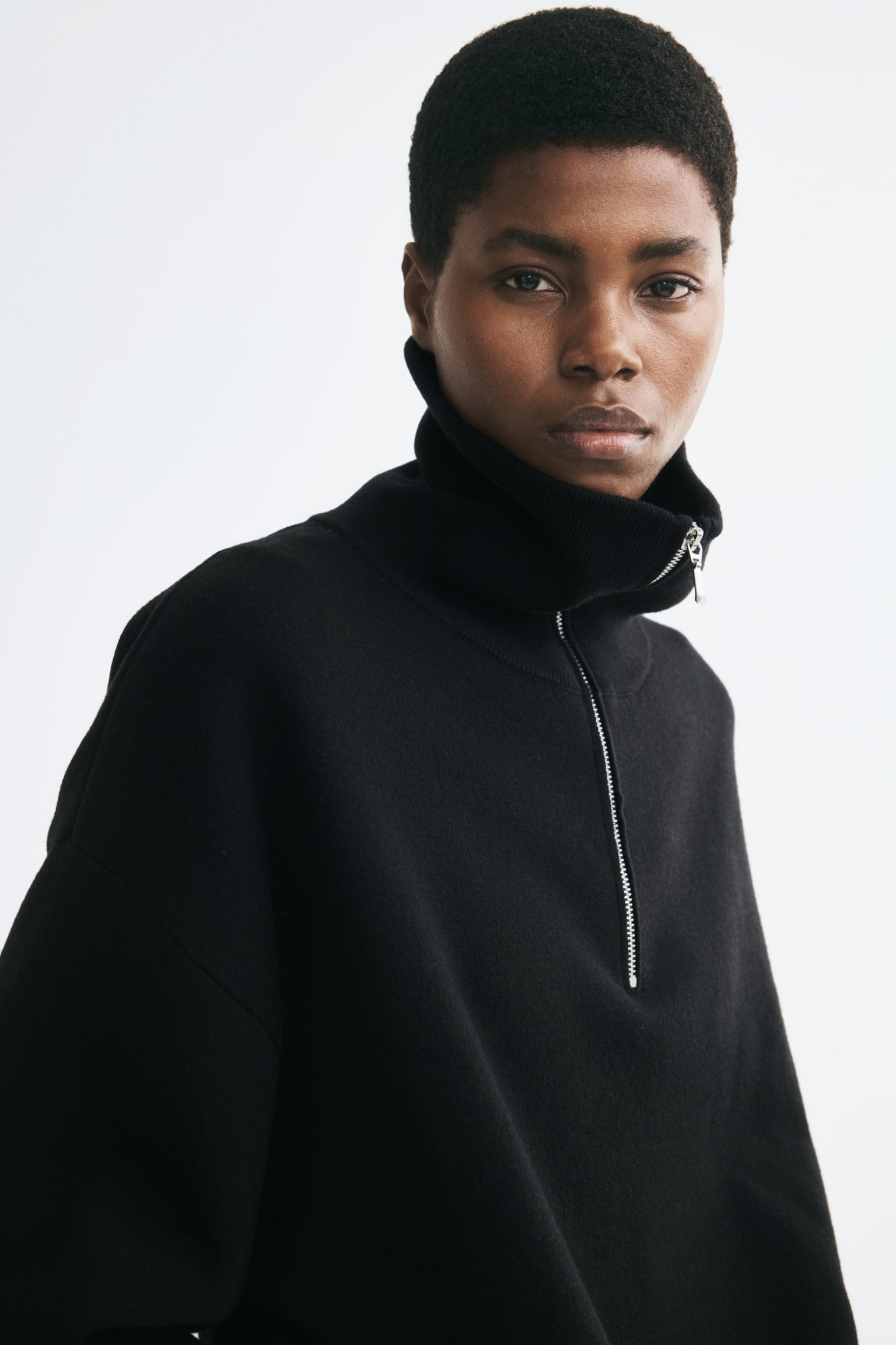 Женский свитер H&M Half-Zip Wool-Blend, цвет: Чёрный — фото 4