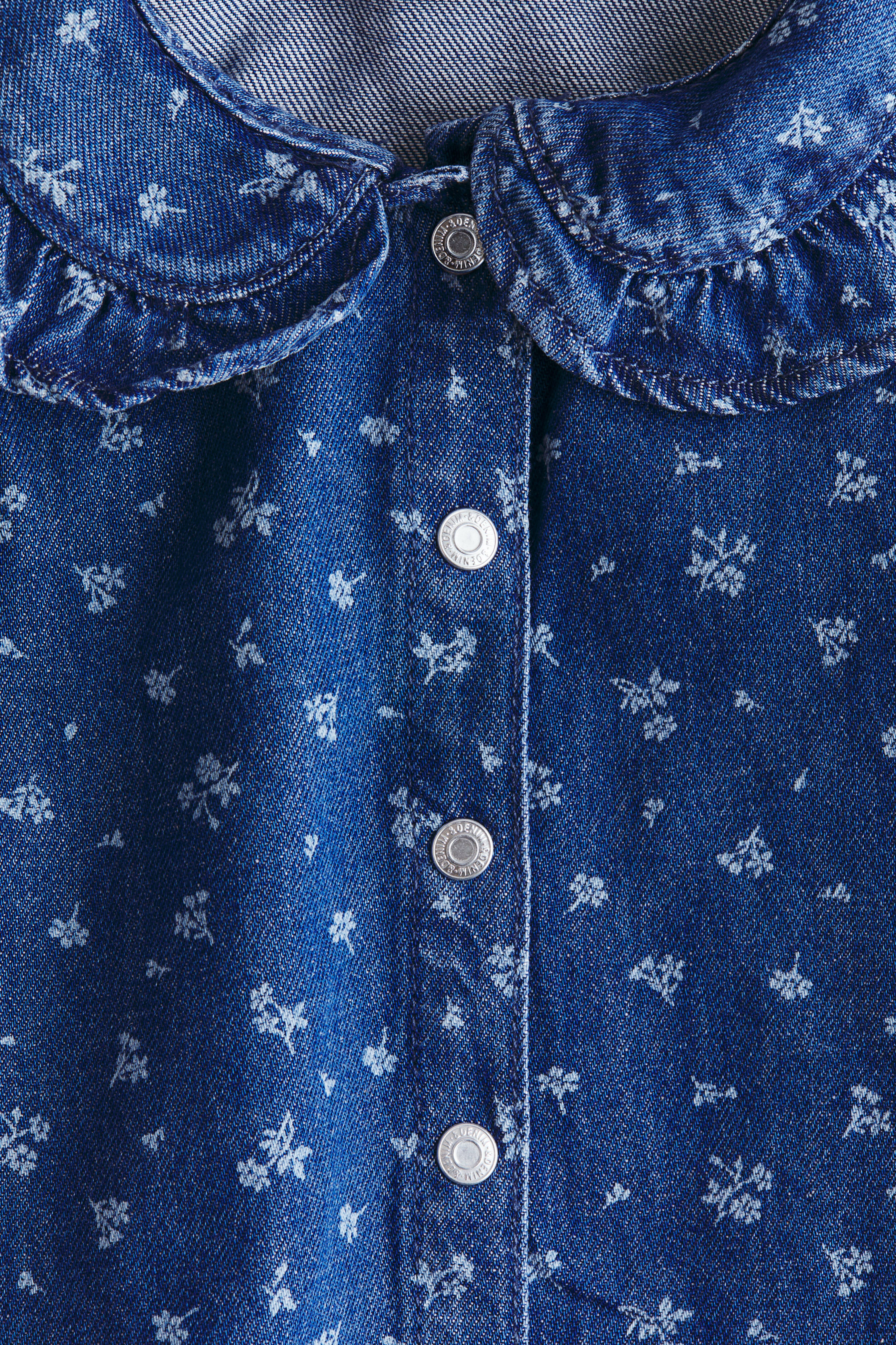 Ruffle-Collar Denim Blouse