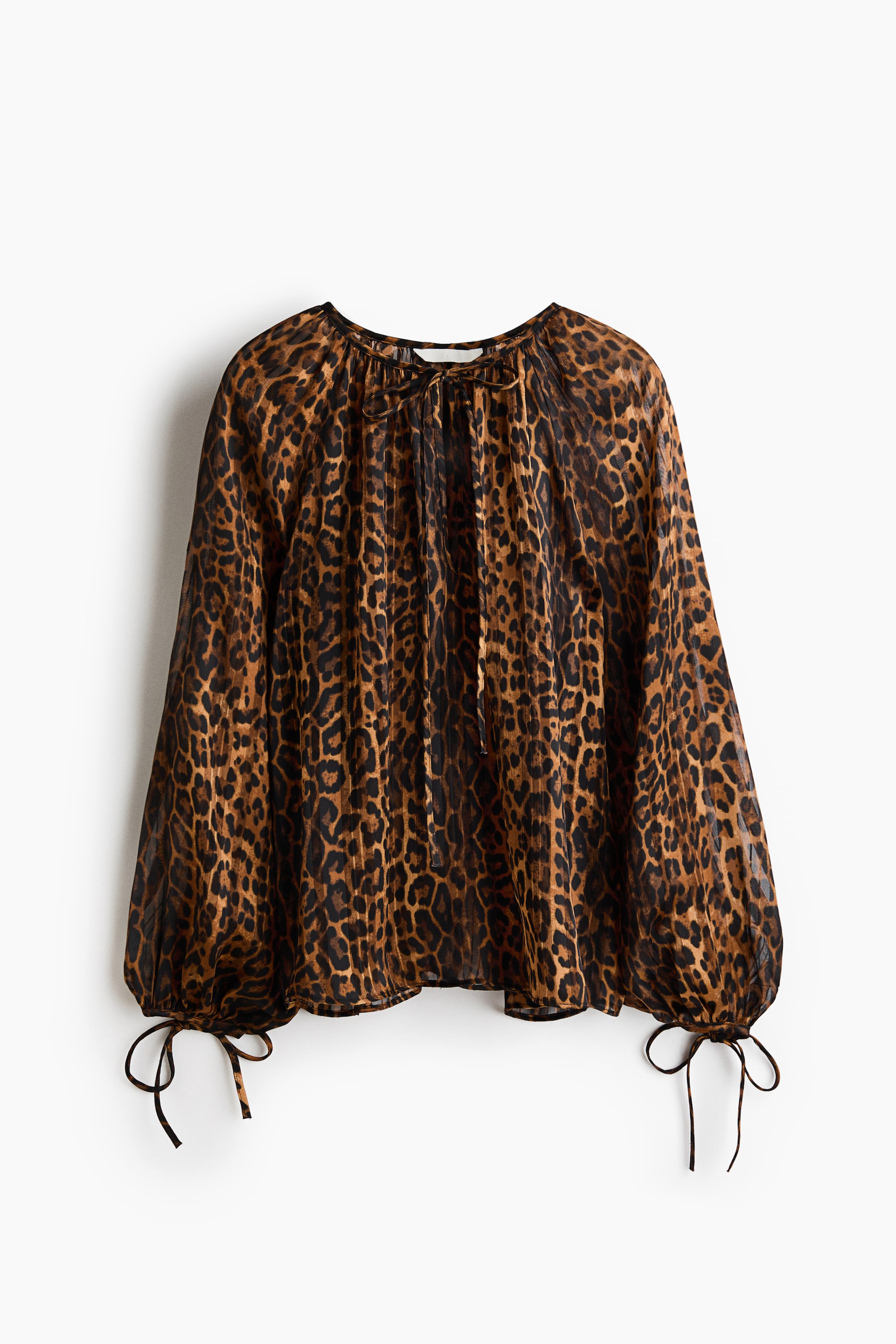 Blouse à manches ballon avec liens nouer