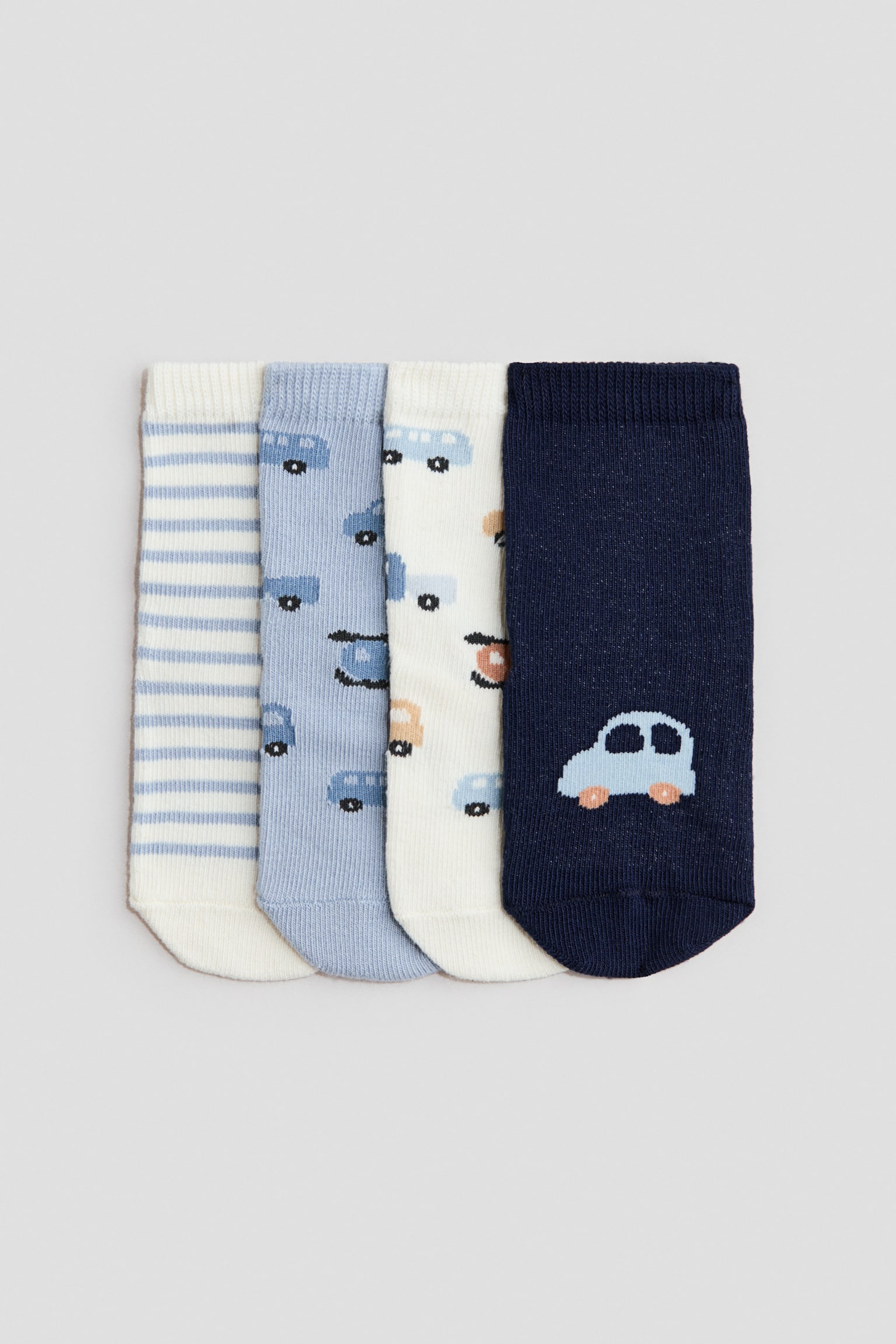 Lot de 4 paires de chaussettes - Bleu/véhicules