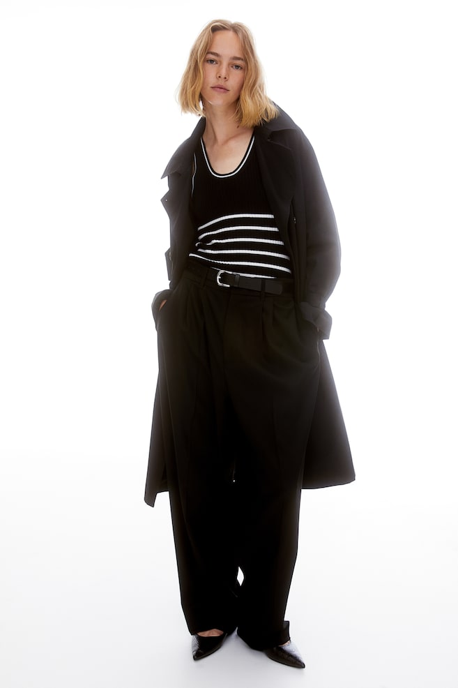 Rib-knit vest top - Black/White striped/Black/White - 6
