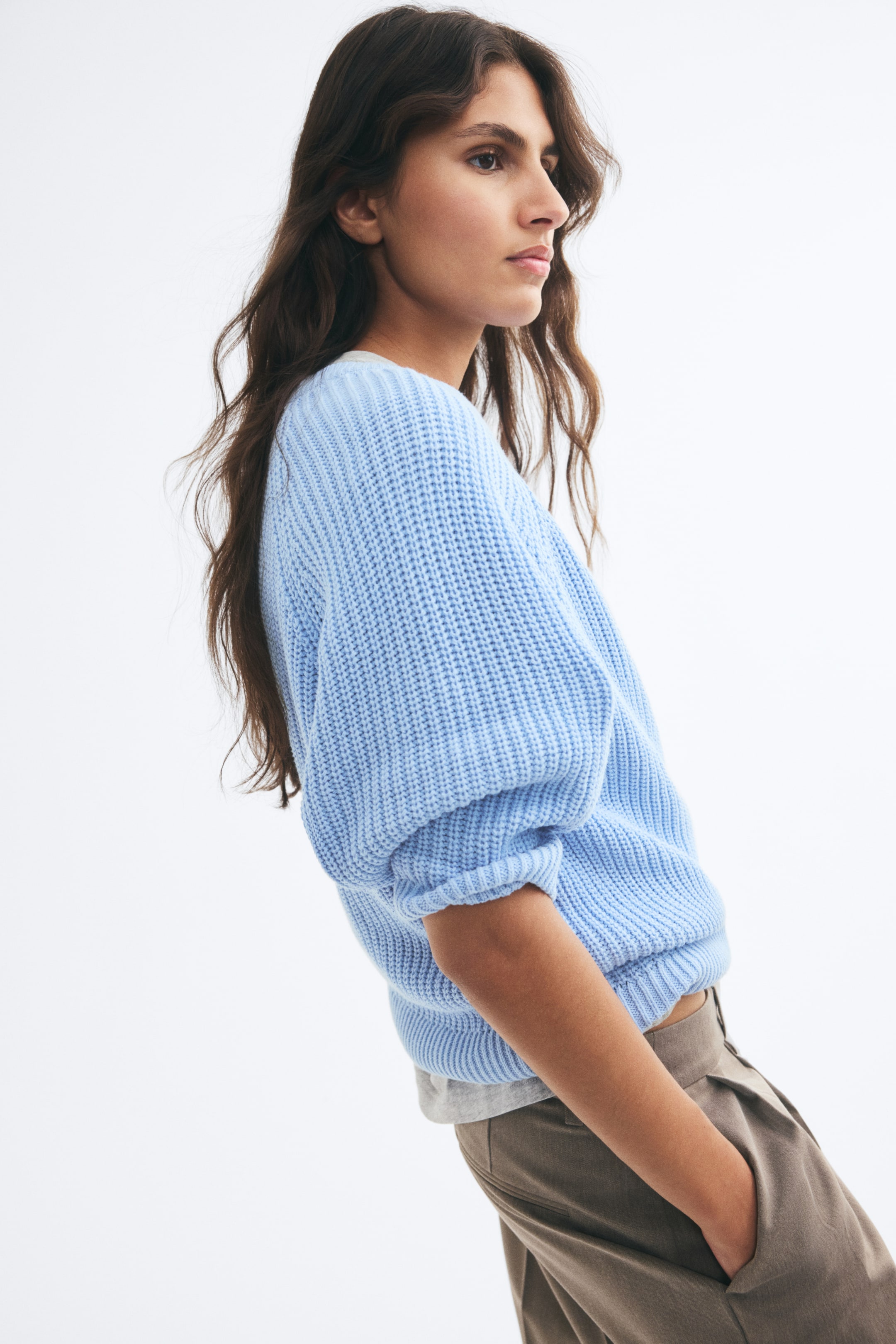 Oversized Rib-Knit T-Shirt