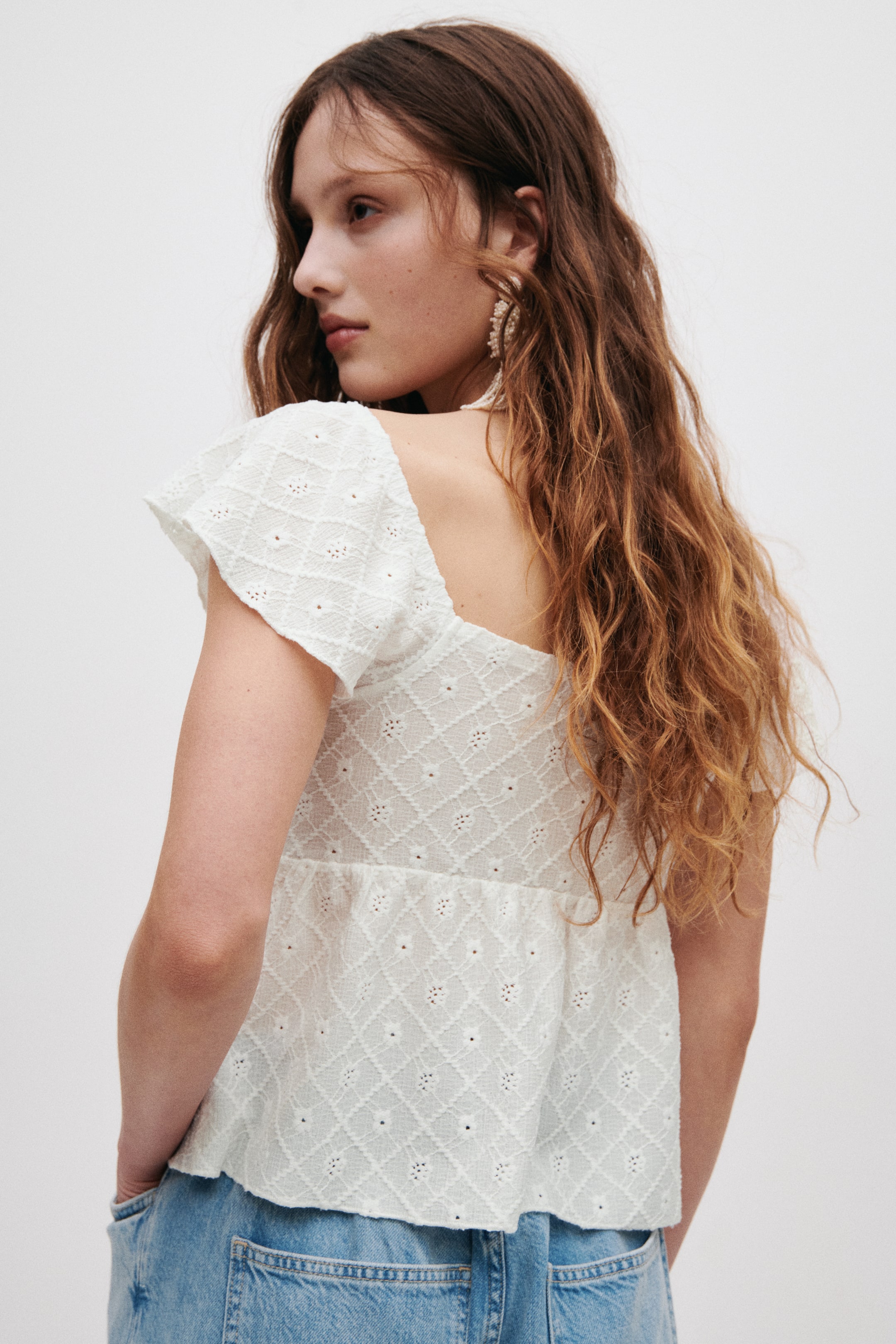 Blouse en jersey pointelle