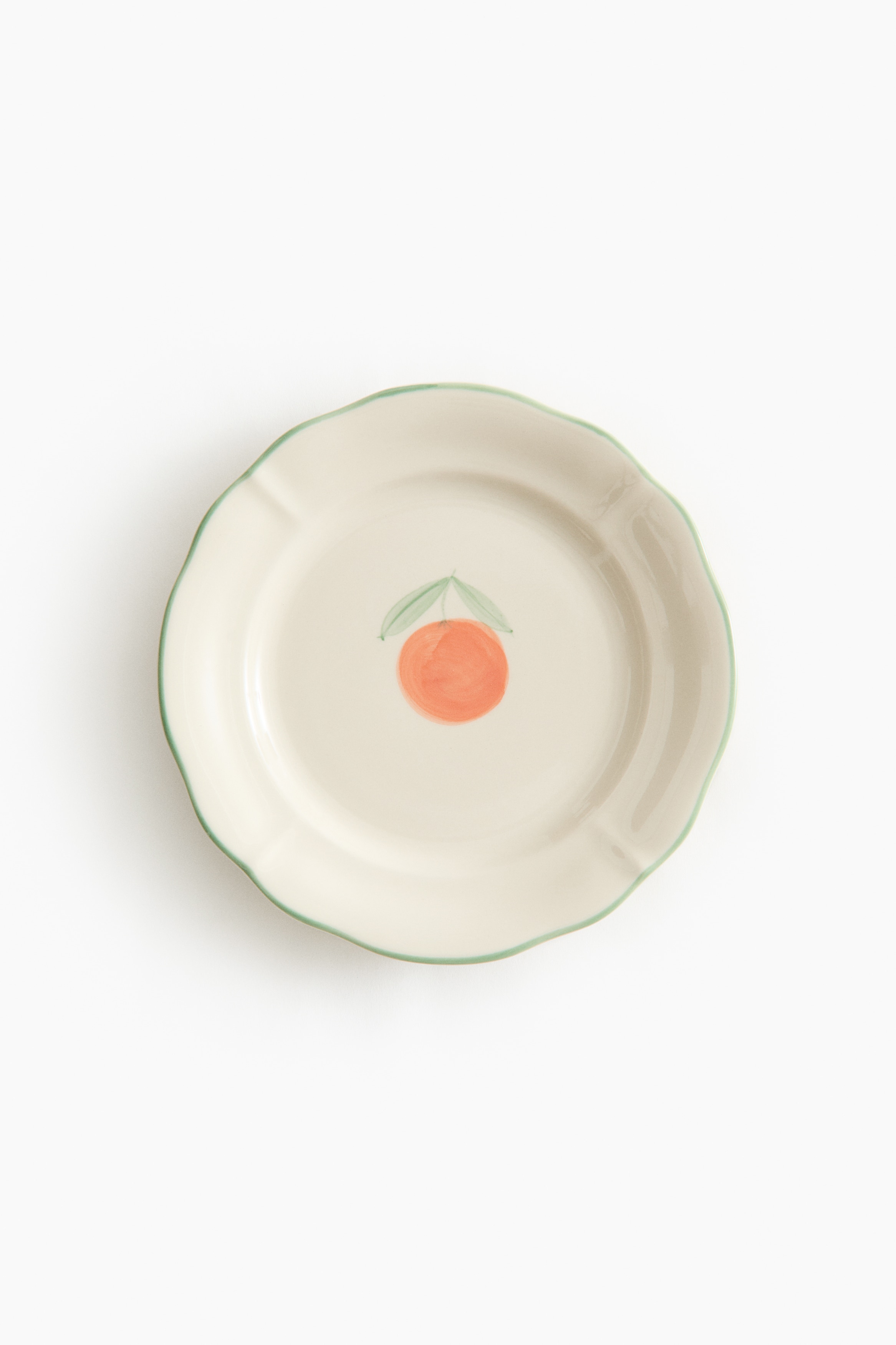 Hand-painted stoneware starter plate - Light beige/Orange