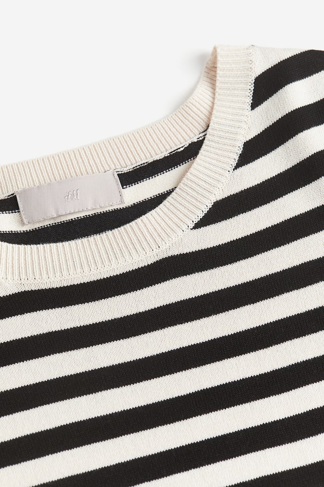 Fine-knit top - Cream/Black striped/Black/White - 4
