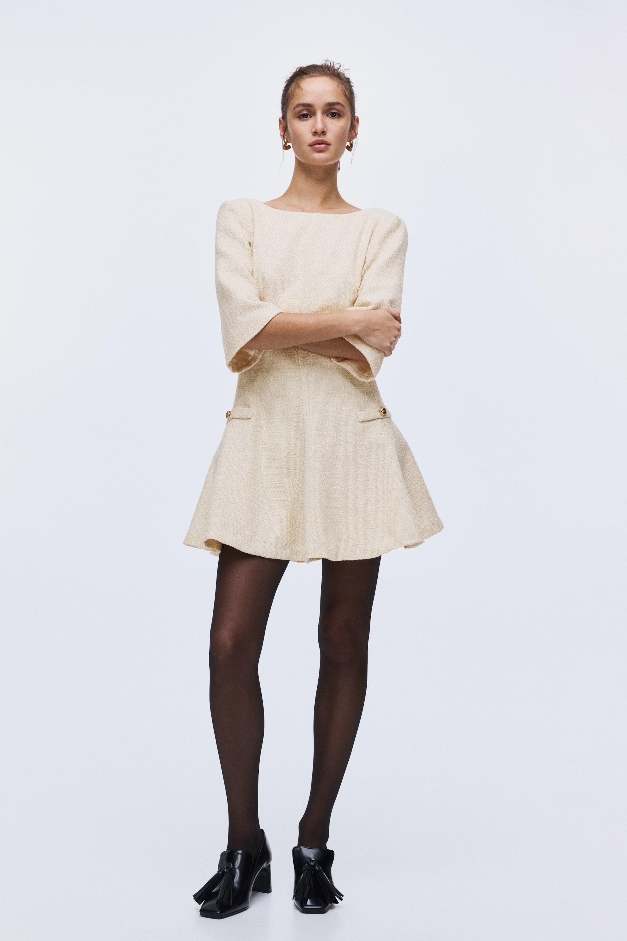 Ampliar la imagen: Vestido de bouclé - Beige claro - Ladies | H&M MX 2