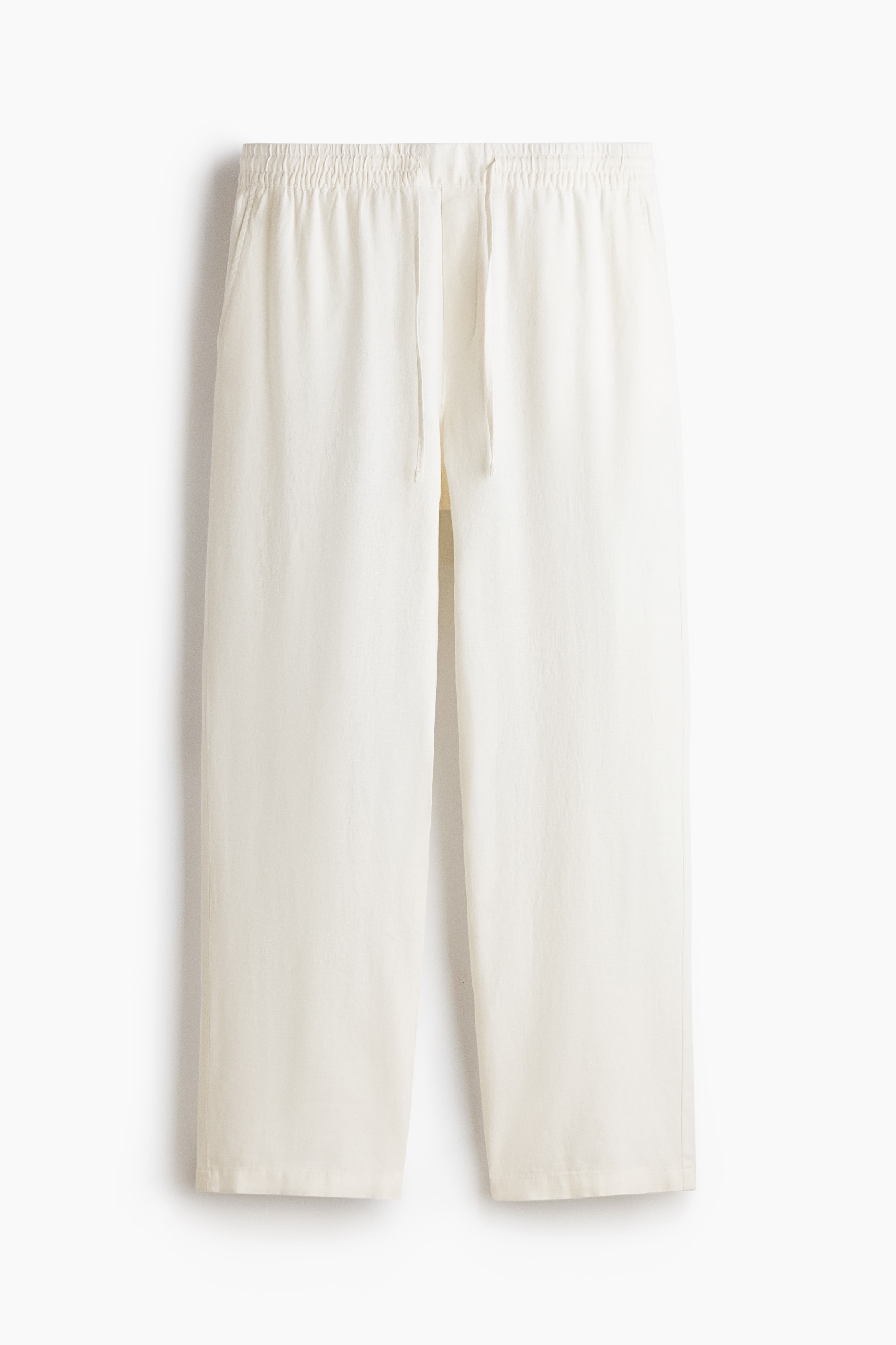 Broek van linnenmix Relaxed Fit - Wit/Zwart