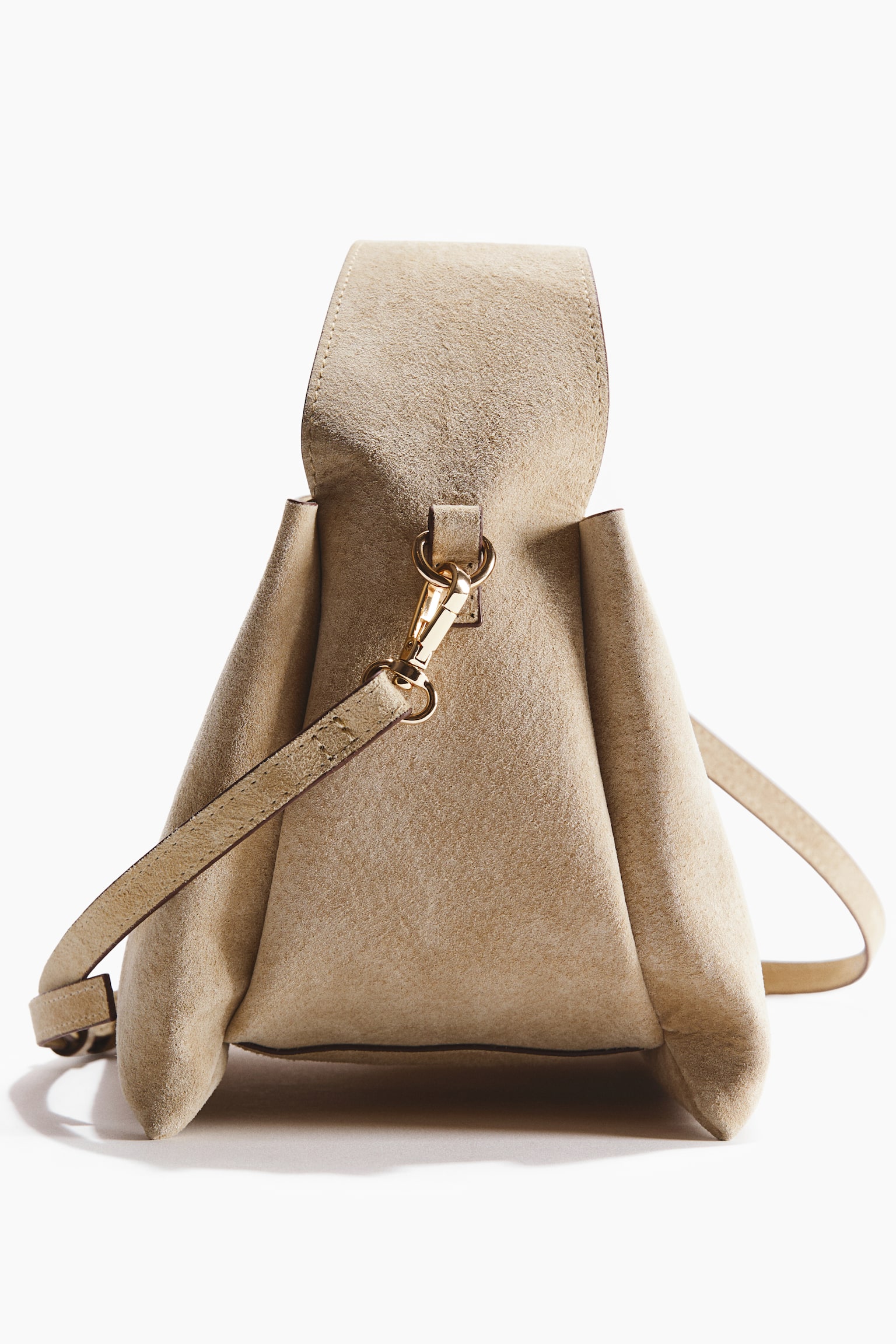 Suede crossbody bag - Light beige/Dark beige - 3