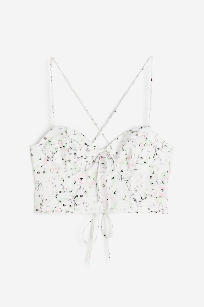 Cropped bustier top - White/Floral/White/Light green/Checked/Black - 1