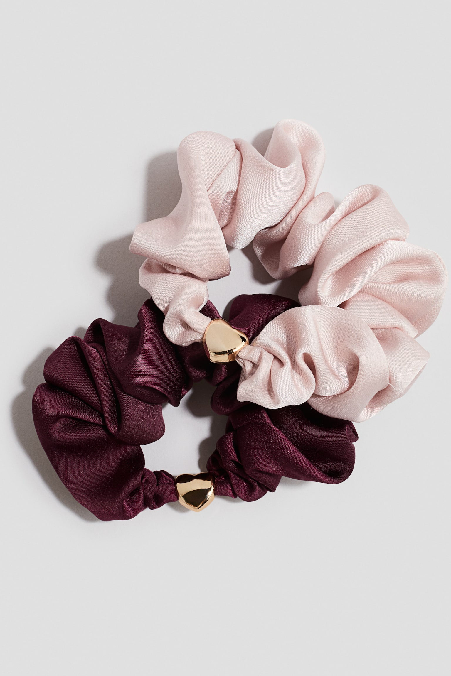 Детские аксессуары для волос H&M 2-Pack Bead-Embellished Scrunchies, цвет: Красный / Розовый — фото 2