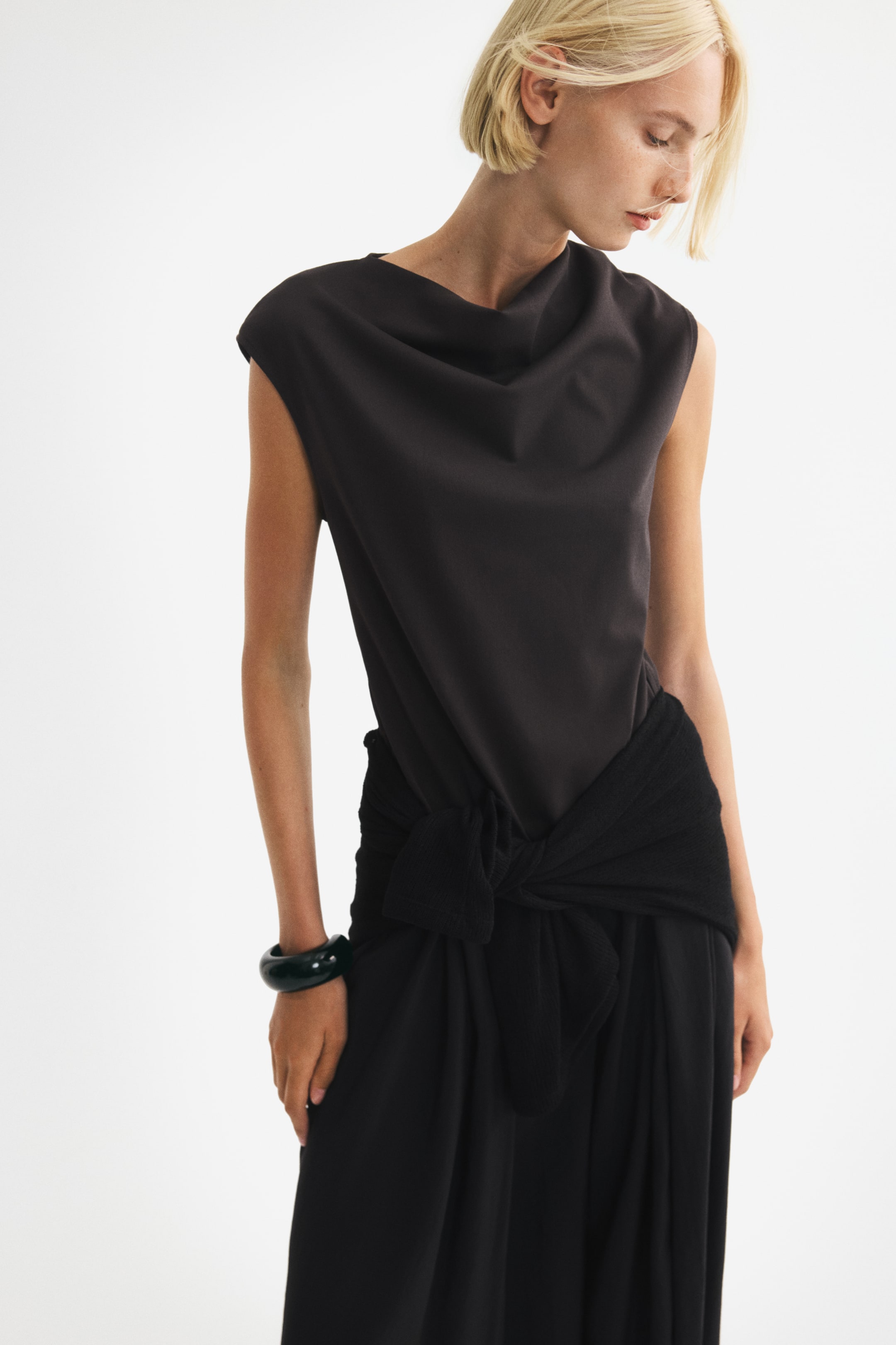Cowl-Neck Jersey Top