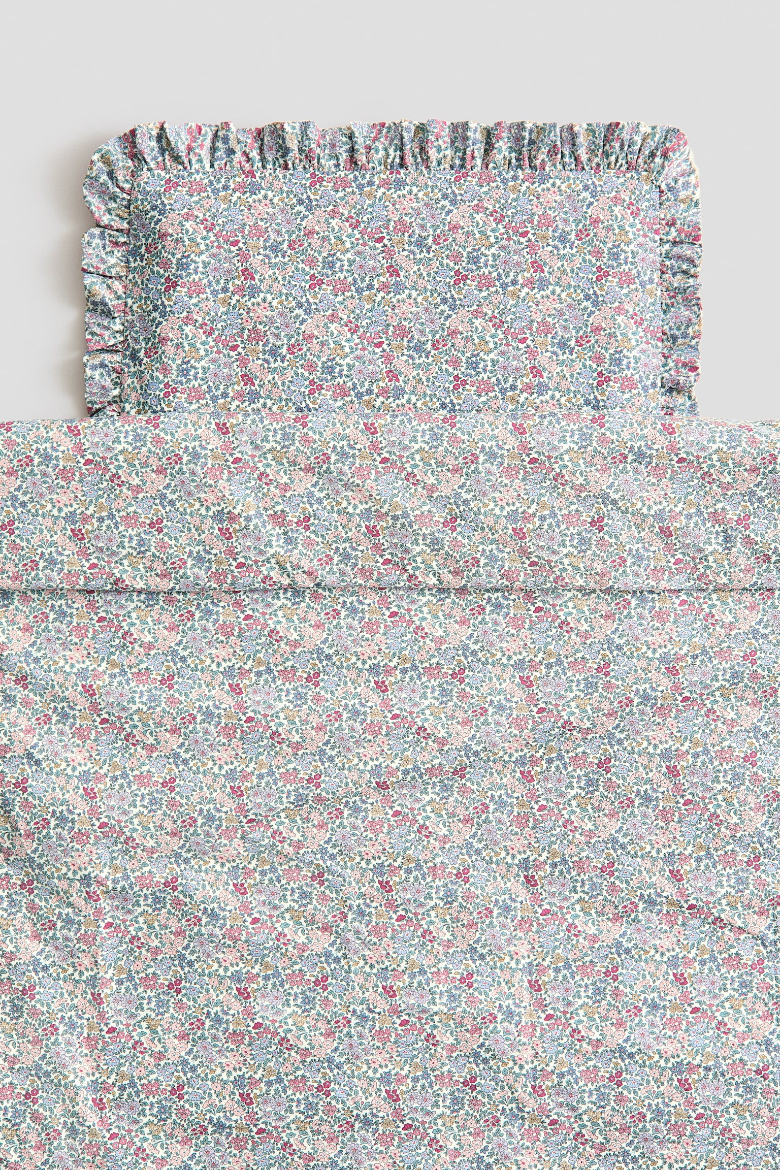 Cotton cot duvet cover set - Cream/Floral - 3