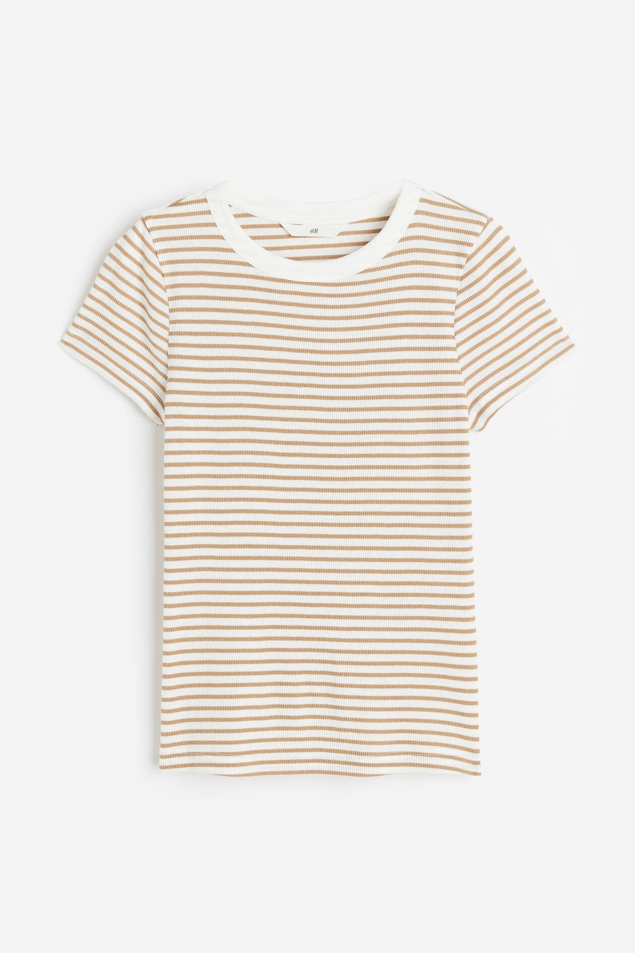 Hailie Rib Mixed Tee in White main image 1