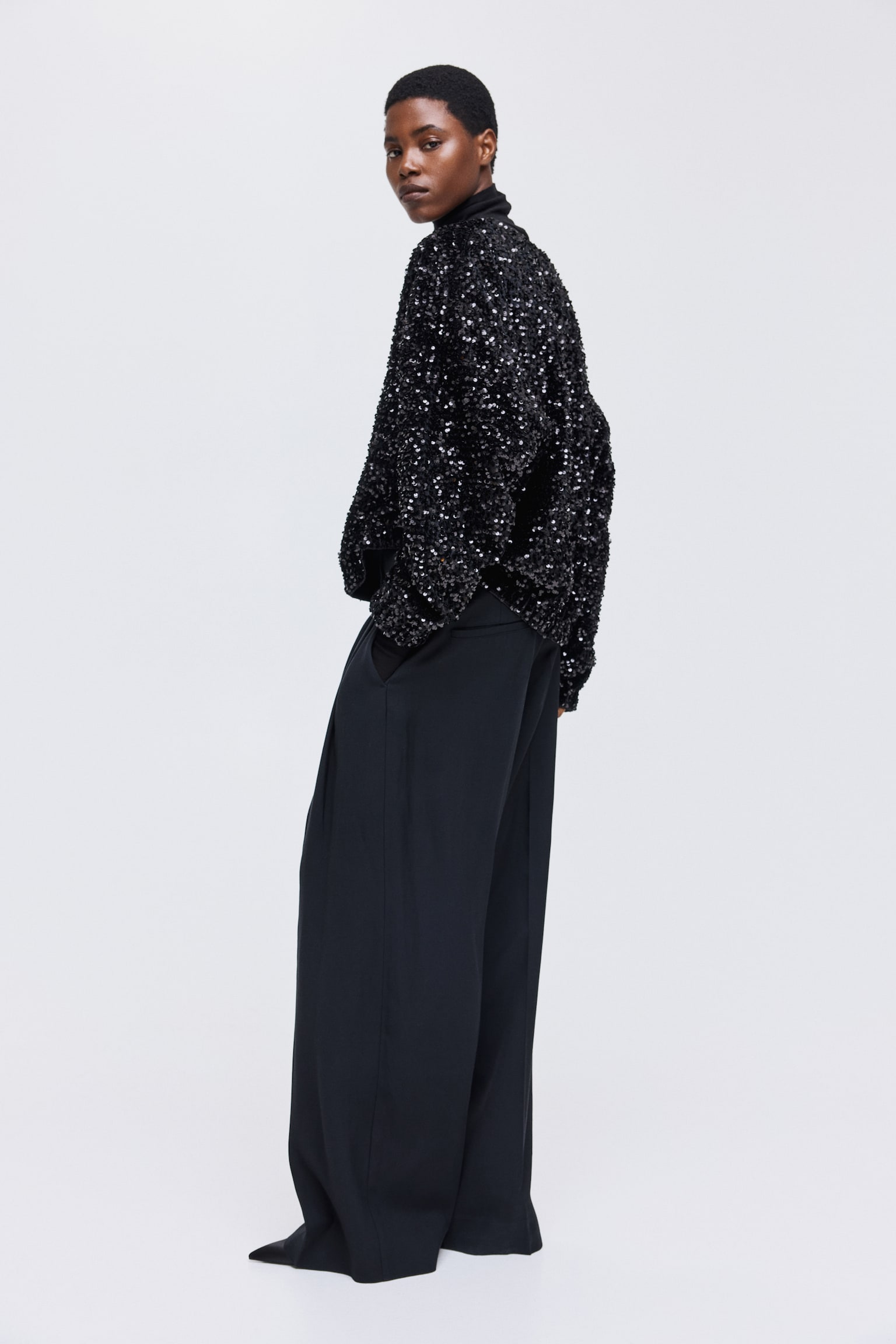 Bomber rivestito di paillettes - Nero - 5