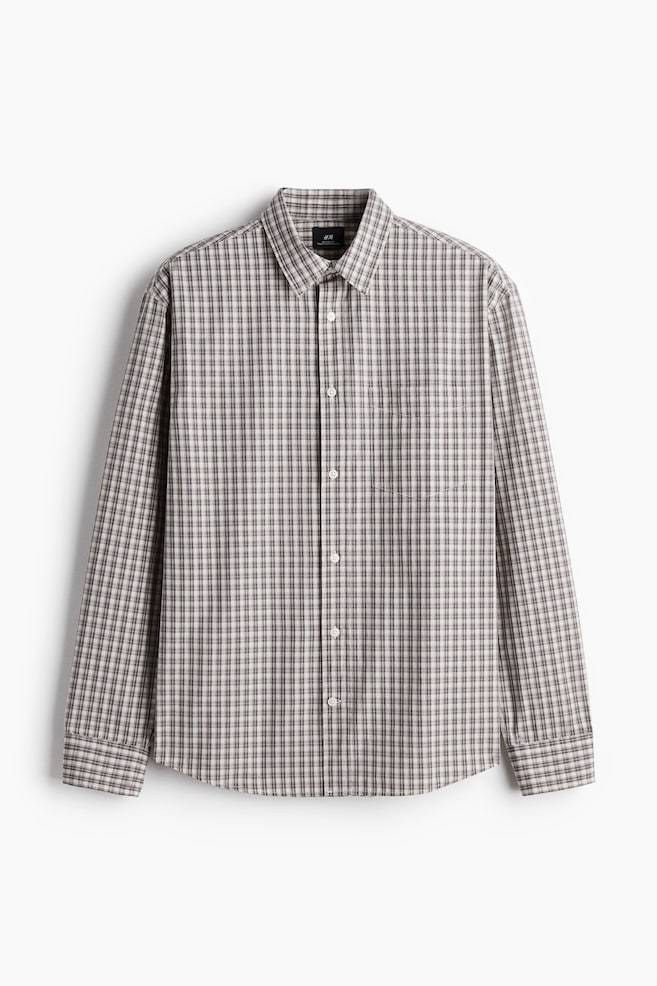Relaxed Fit Cotton Shirt - Grey/Check/Forest green/Check - 1
