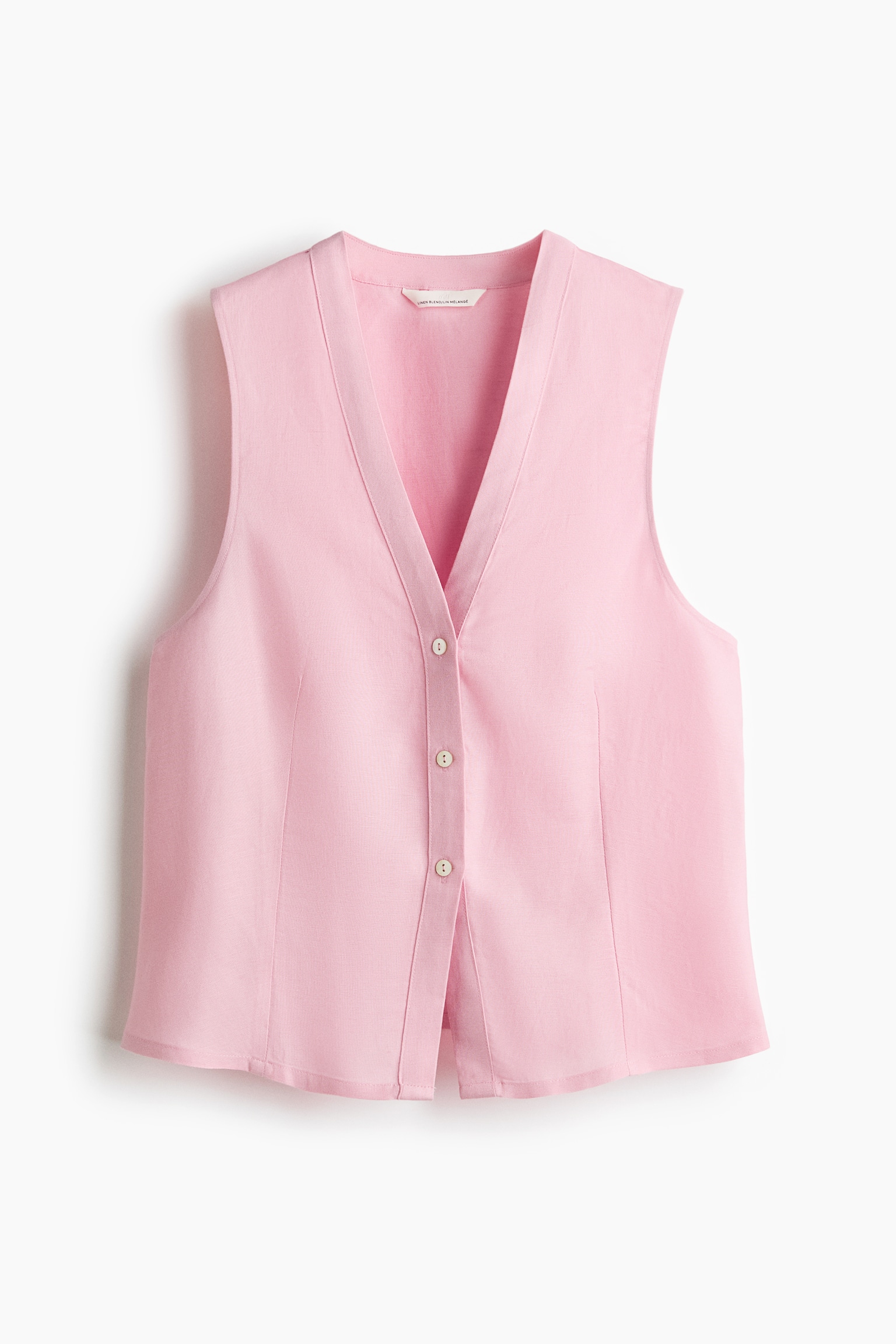 Camisa sin mangas en mezcla de lino - Rosa claro/Azul marino/Café/Blanco - 2