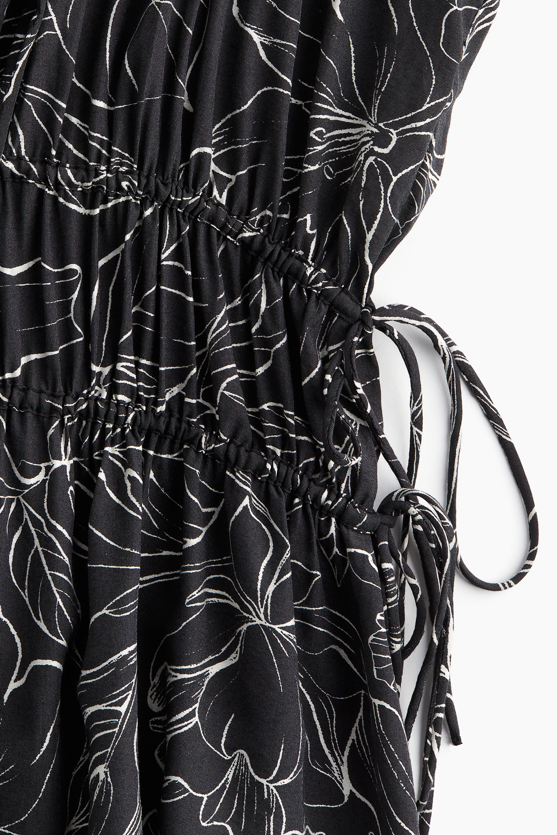 Women's Black/floral Drawstring-detail Dress | H&M US
