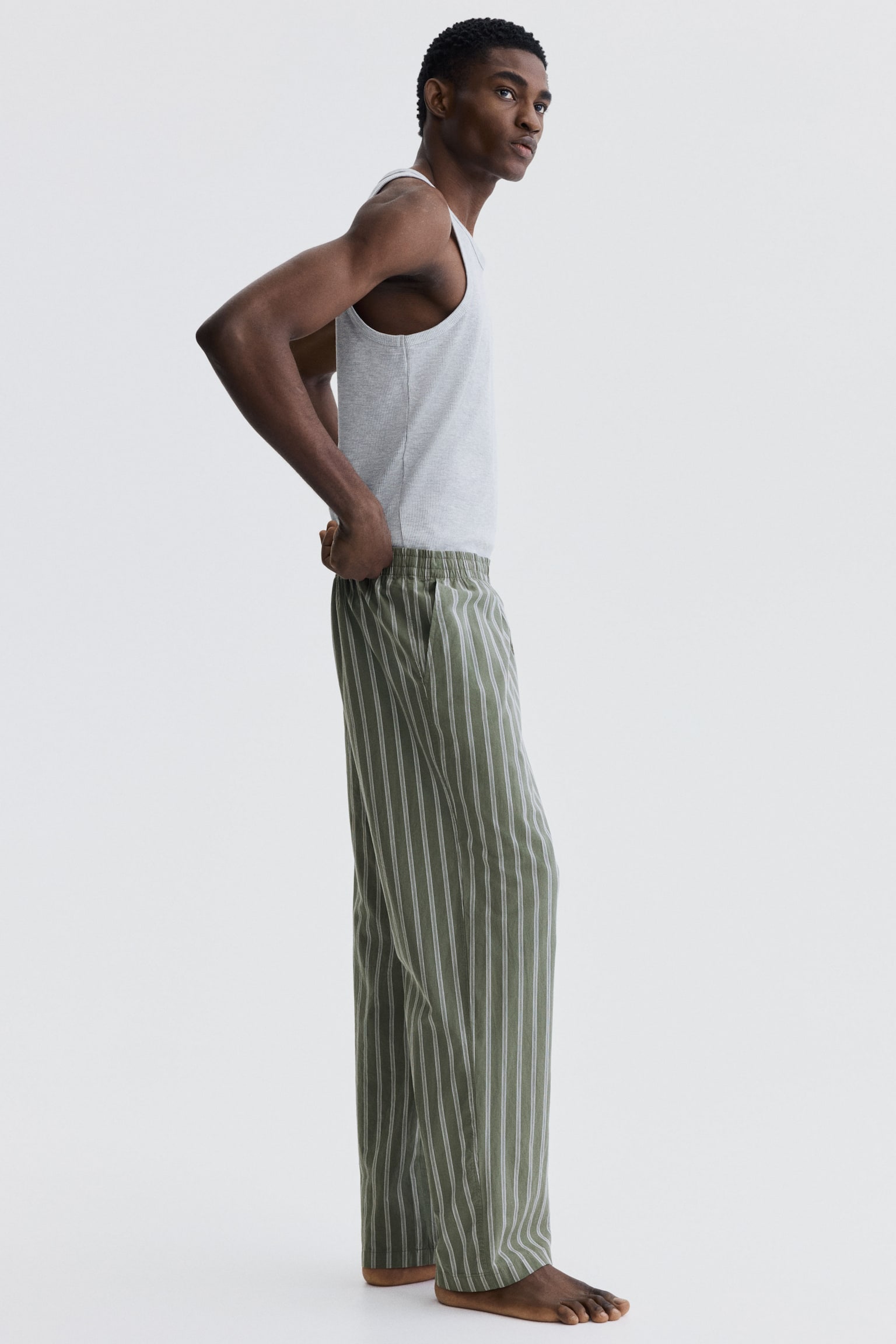 Relaxed Fit Poplin trousers - Khaki green/Striped/Light blue/Striped/Dark blue/Checked/Grey/Checked - 4