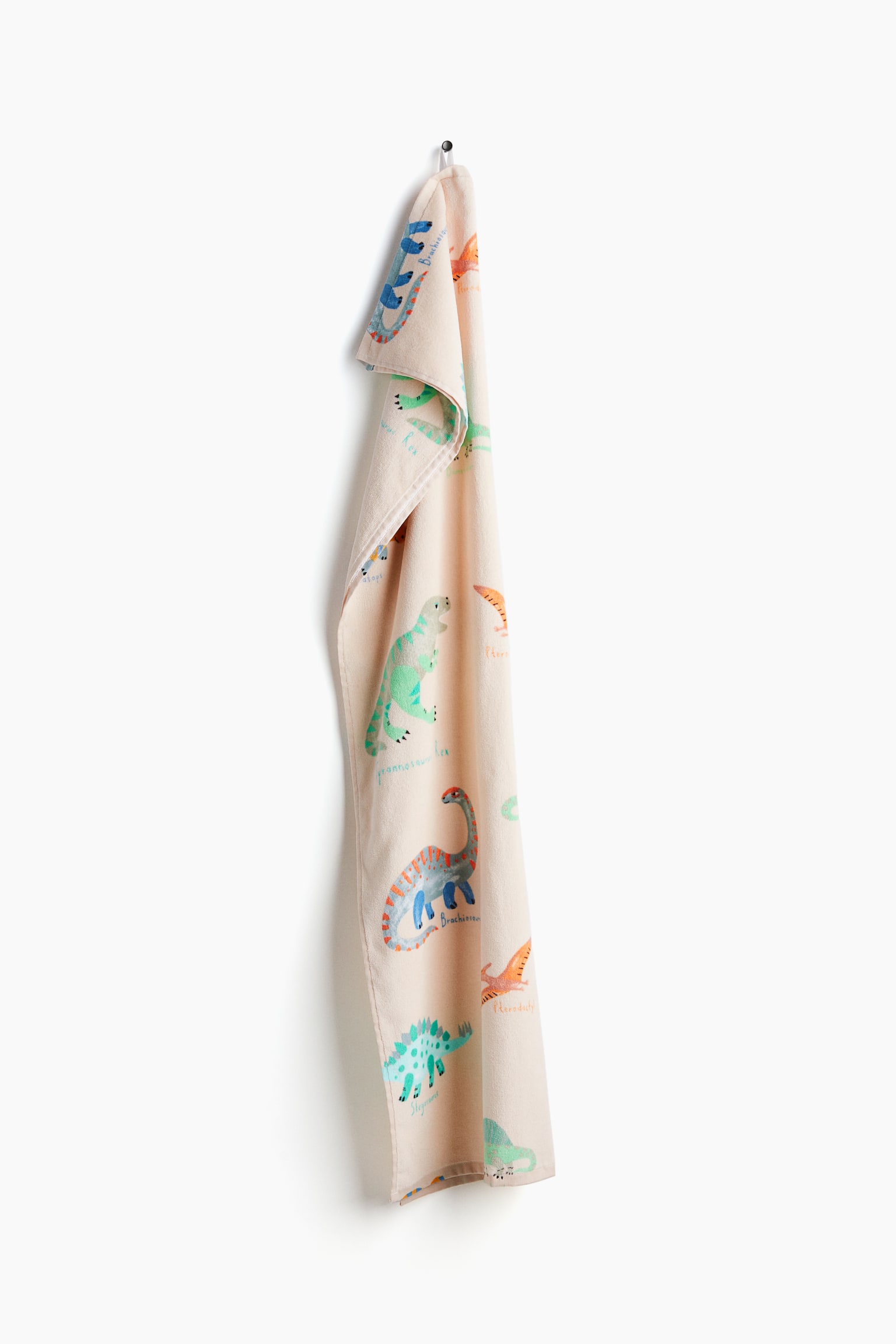 Serviette de bain à motif - Beige clair/dinosaures/Rose poudré/cœurs rouges/Blanc/cœurs noirs/Blanc/pois/Vert clair/véhicules/Blanc/véhicules - 1