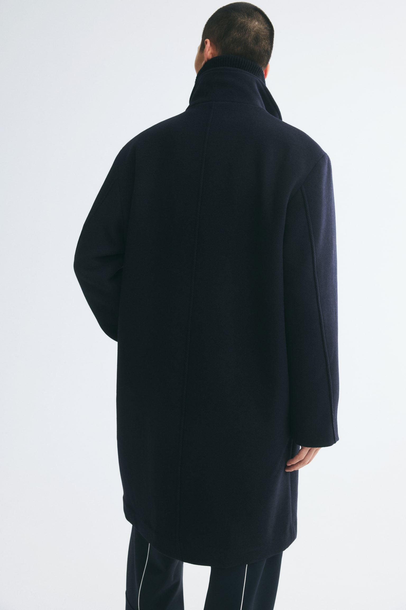 Мужское пальто H&M Wool-Blend Twill, цвет: Тёмный синий — фото 8