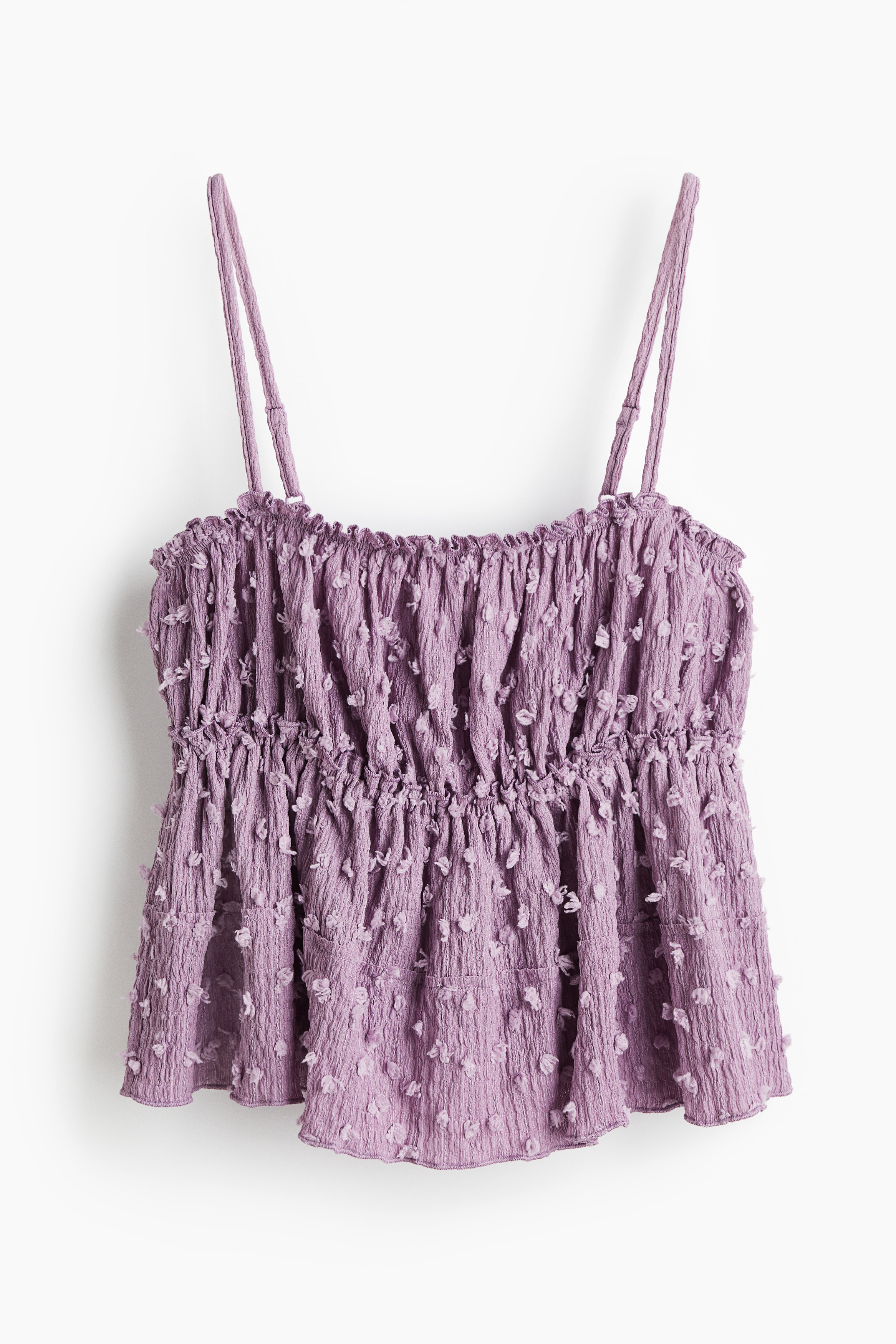 Kuviopintainen trikootoppi - Himmeänliila/Kermanvaalea