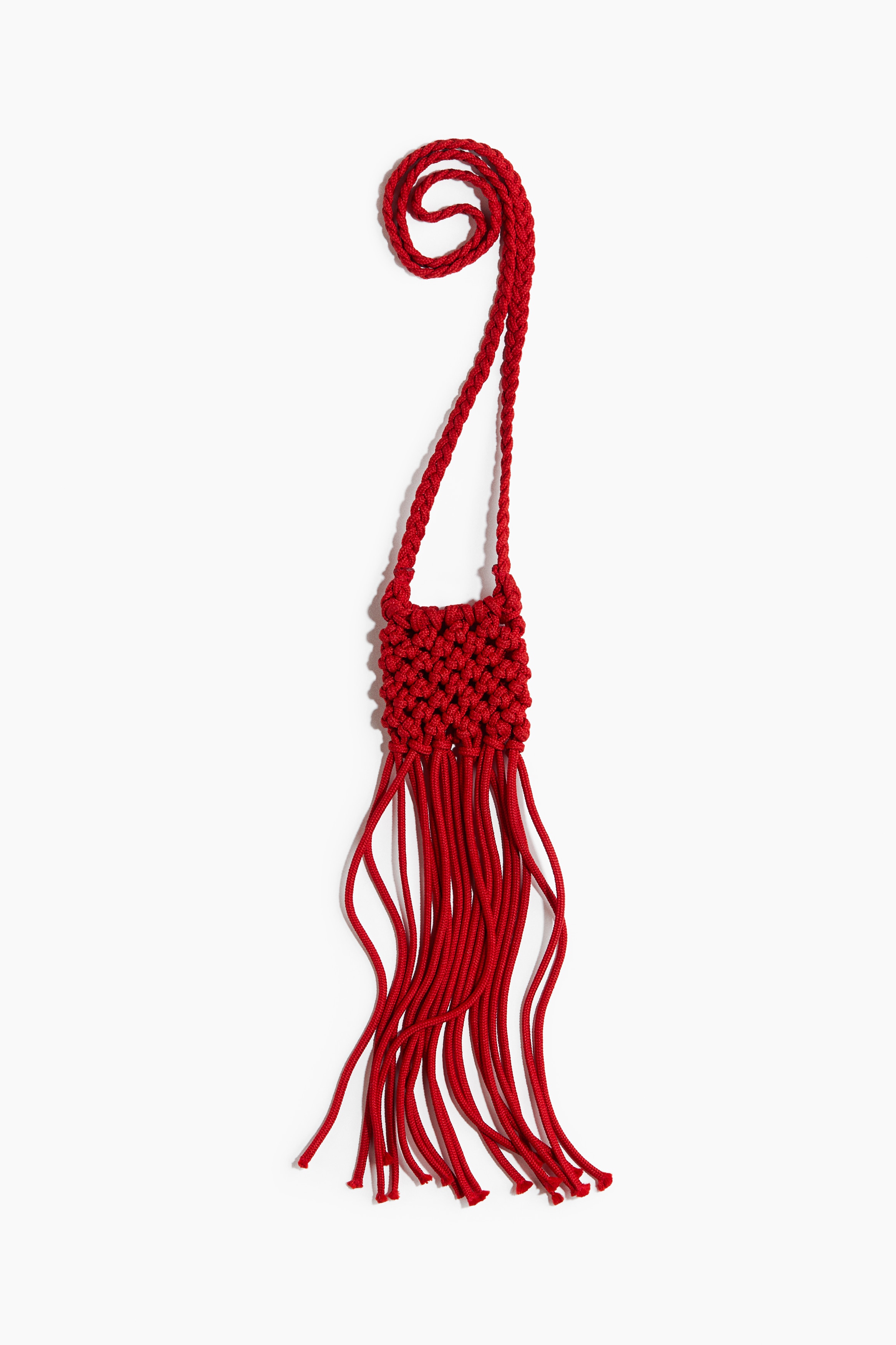 Crossbody-väska i nät med fransar - Röd/Svart