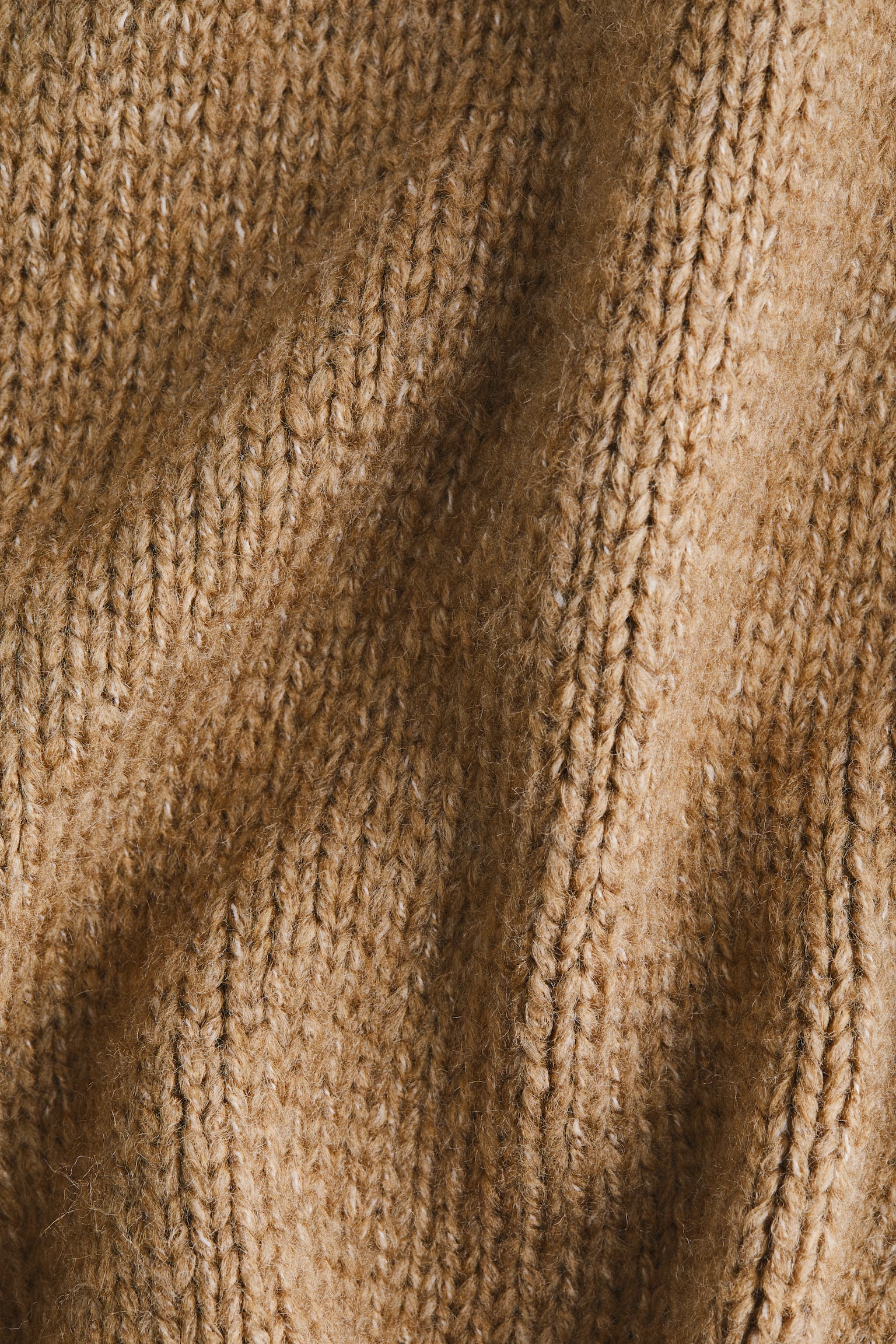 Kapüşonlu ve Fermuarlı Triko Üst - Koyu bej/Krem - 6