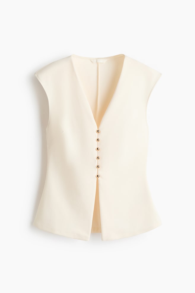 Ponte Fabric Vest - Cream/Khaki green - 1