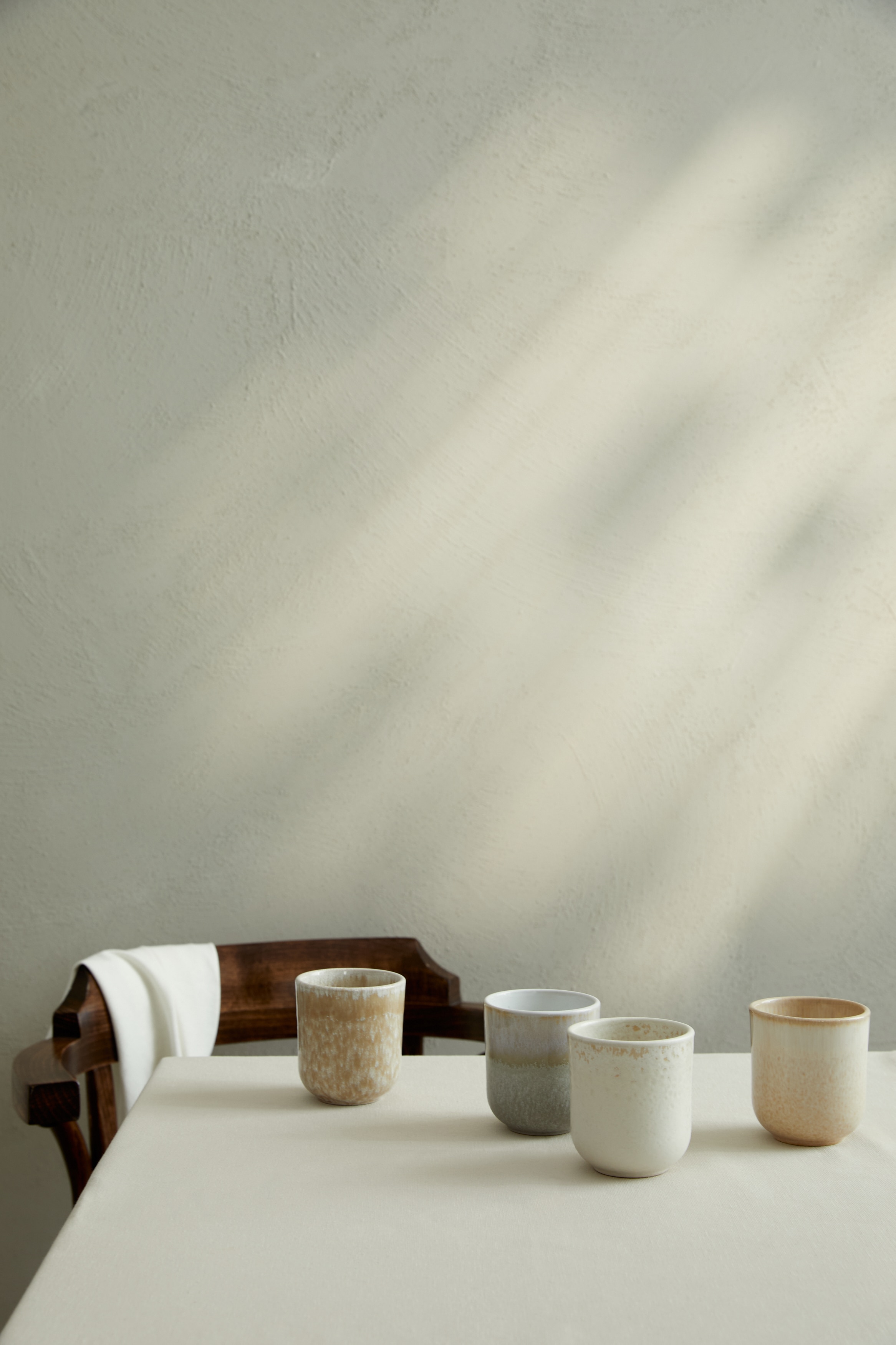 4-pack stoneware mugs - Beige/Dark green/Light grey/Beige