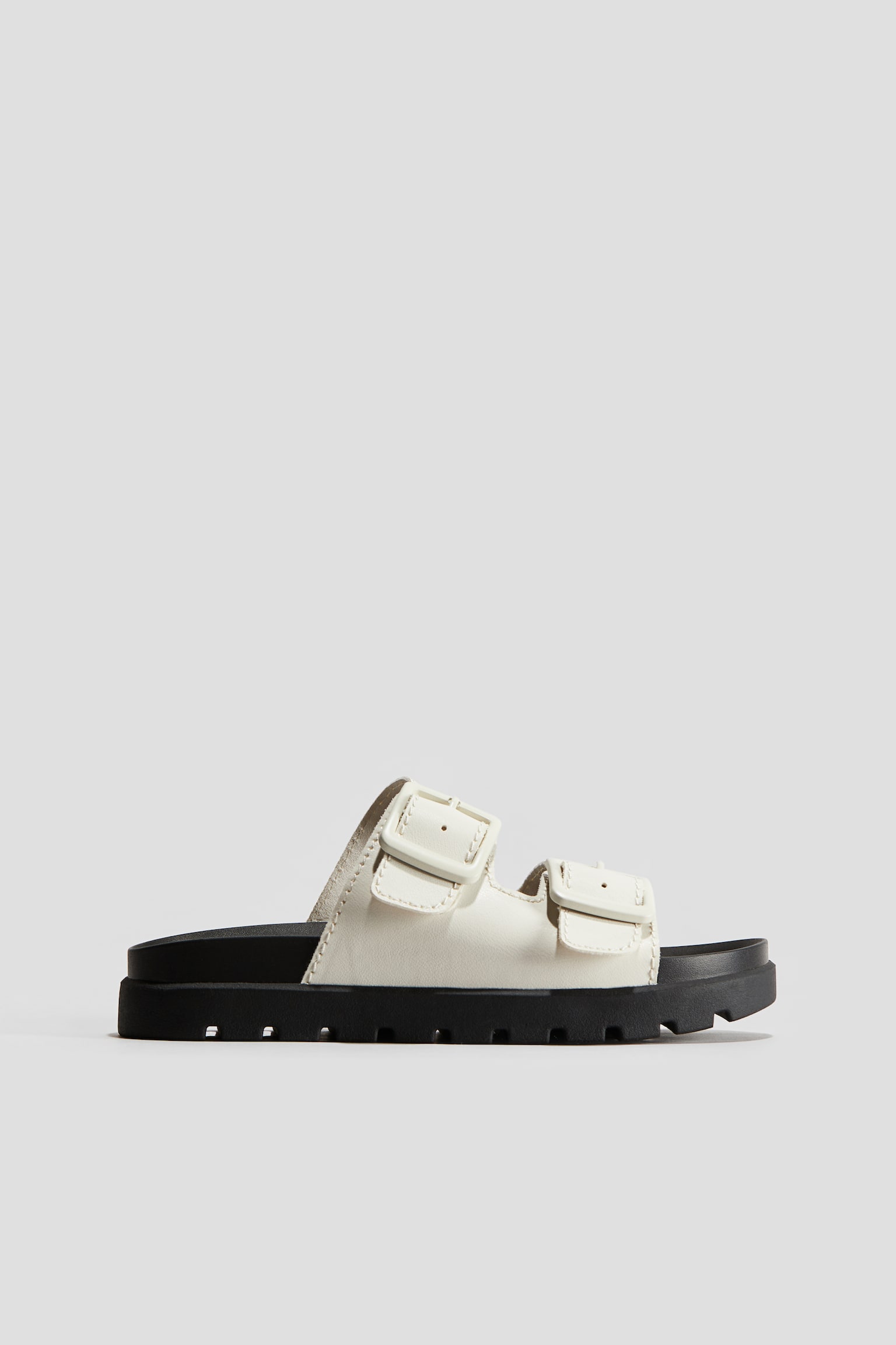 Chunky Double Strap Sandals - White/Black - 1