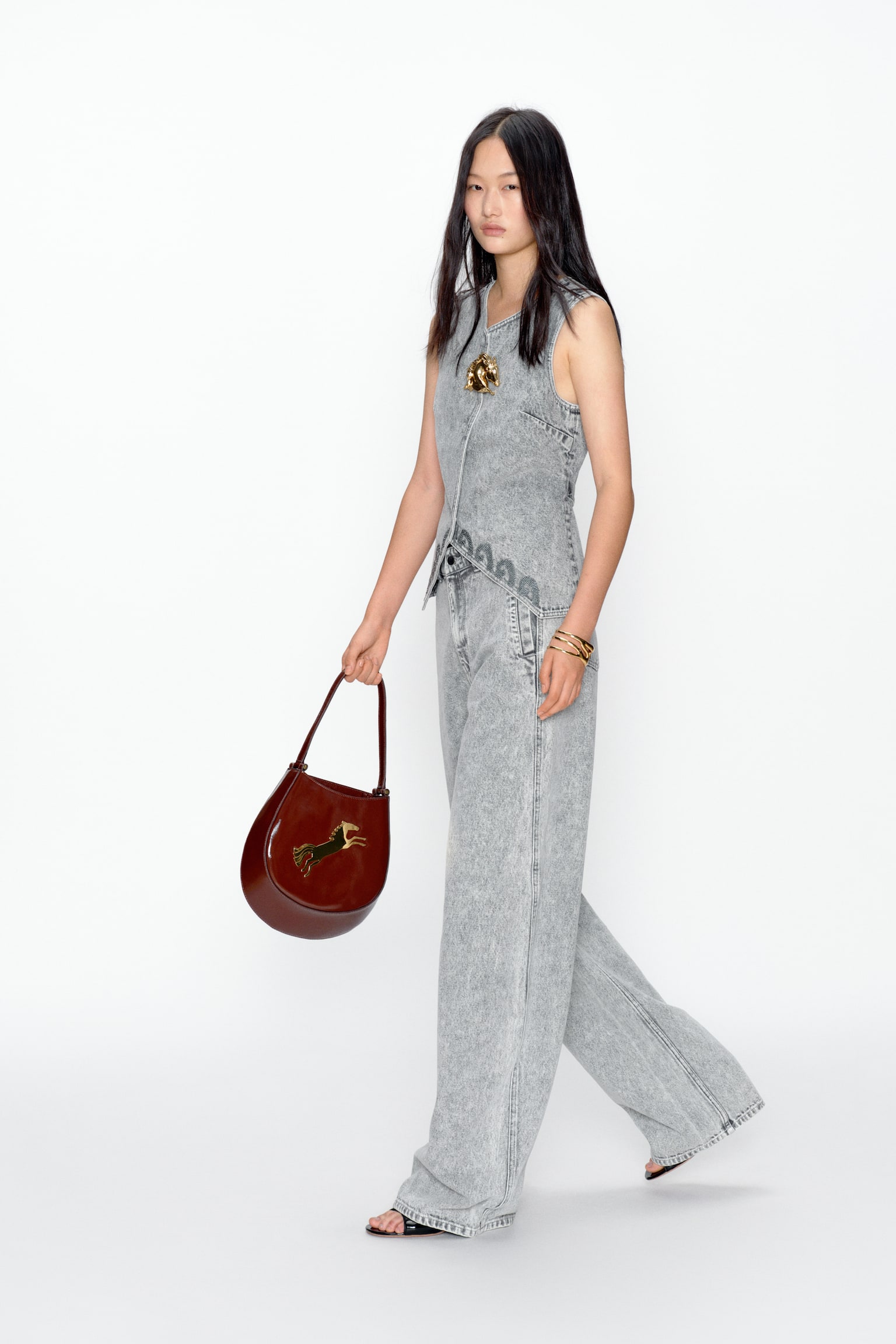 Bead Trim Denim Vest - Denim grey - 3