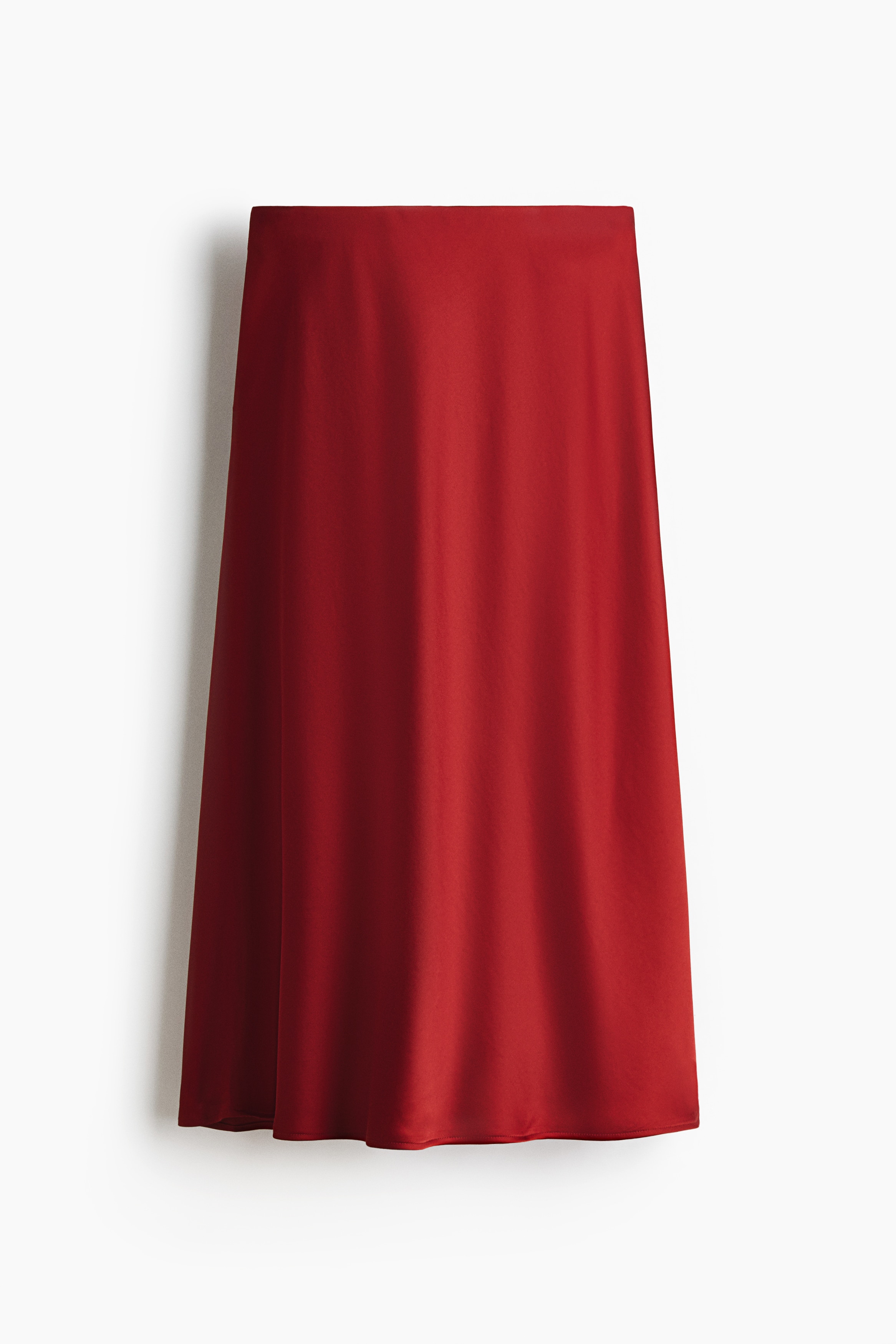 Satin midi skirt - Red/Golden brown