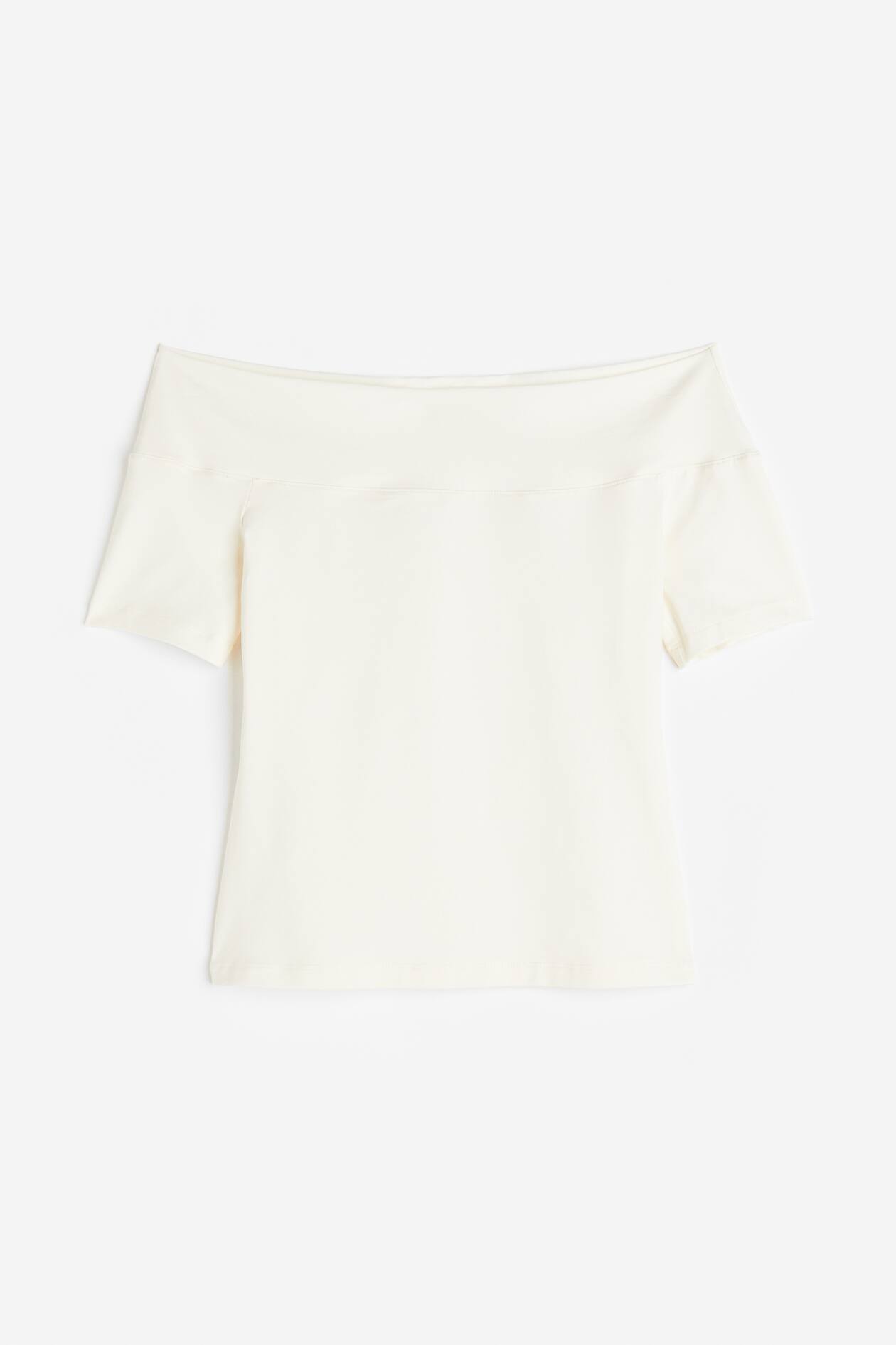 Off-Shoulder-Shirt - Kurzarm - Normale Länge - Cremefarben 