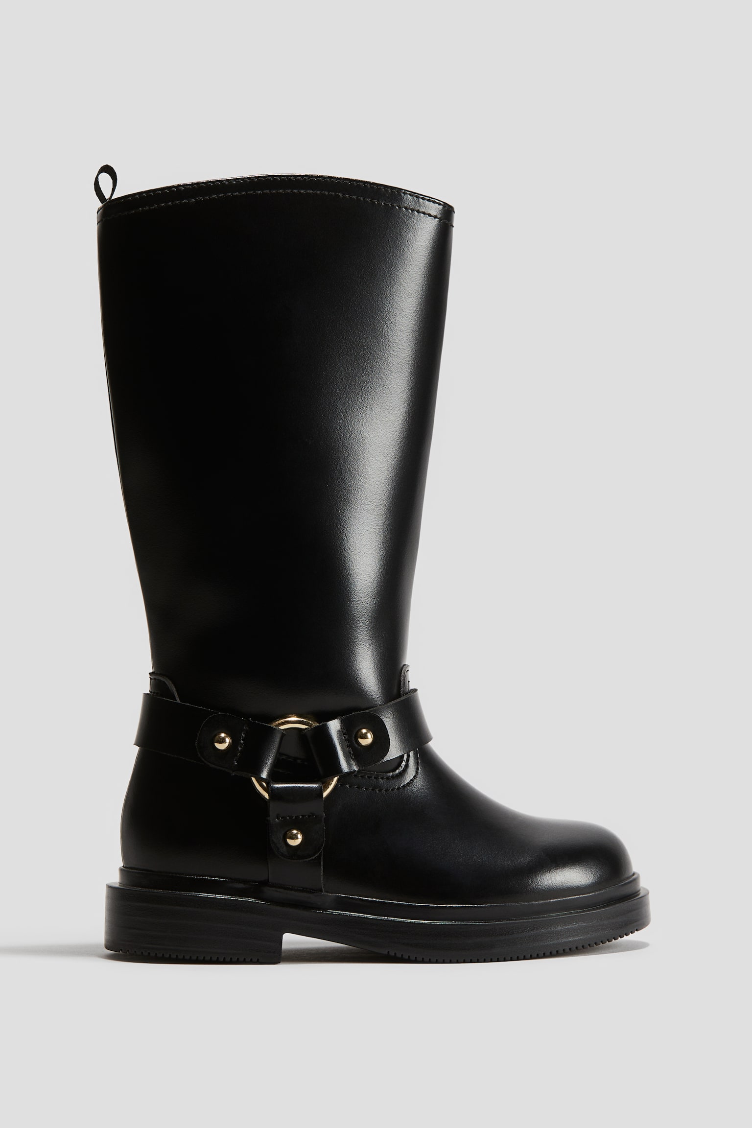 Calf-high biker boots - Black - 1