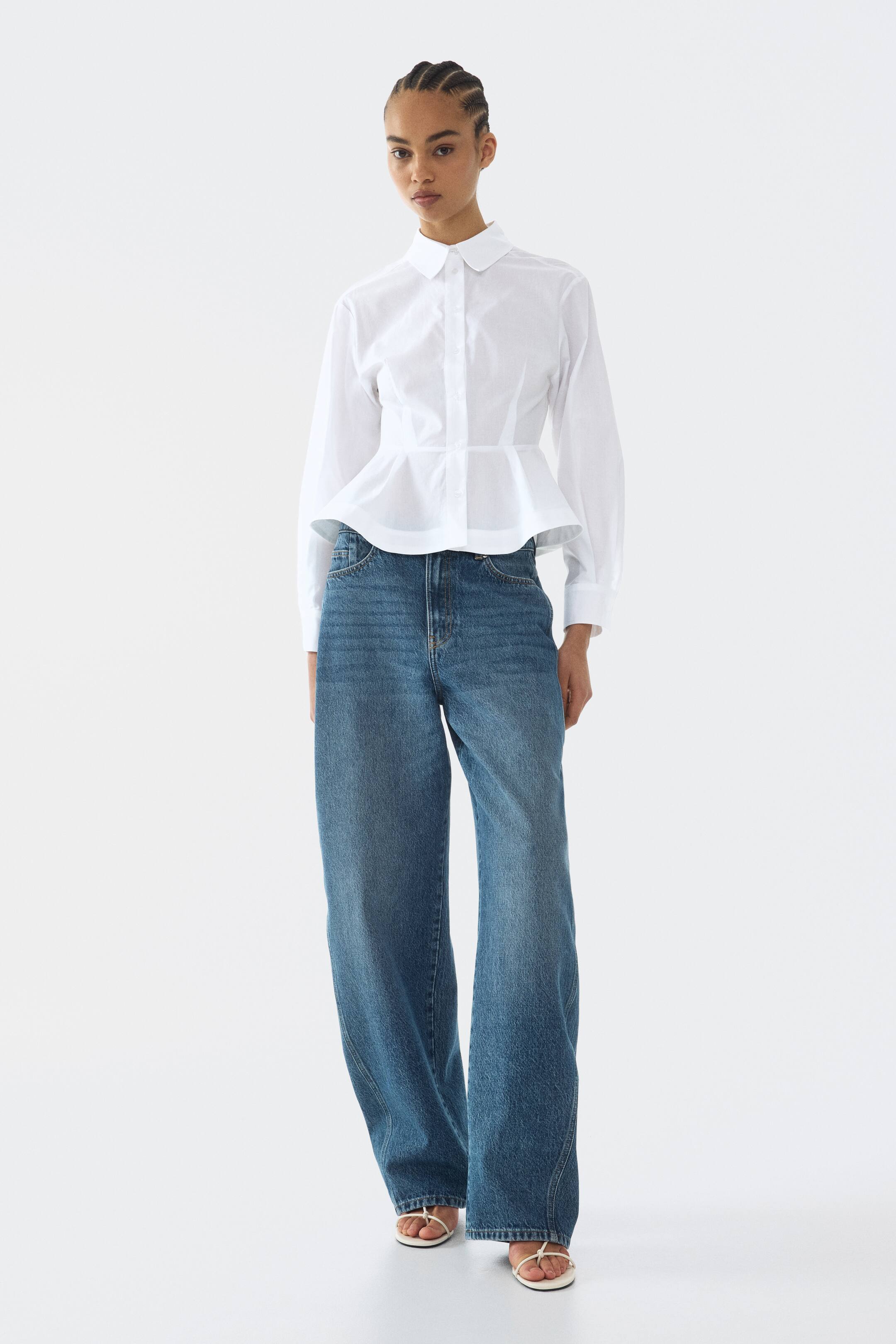 Chemise péplum en popeline