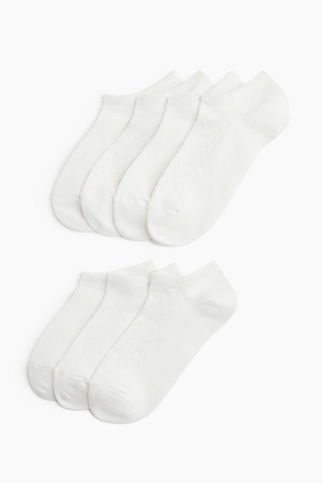 Pack 7 calcetines tobilleros - Blanco/Crema/Floral/Rosa claro/Floral/Crema/Fresas/Blanco/Canalé/Azul claro/Gris jaspeado/Marrón oscuro/Beige/Blanco - 1