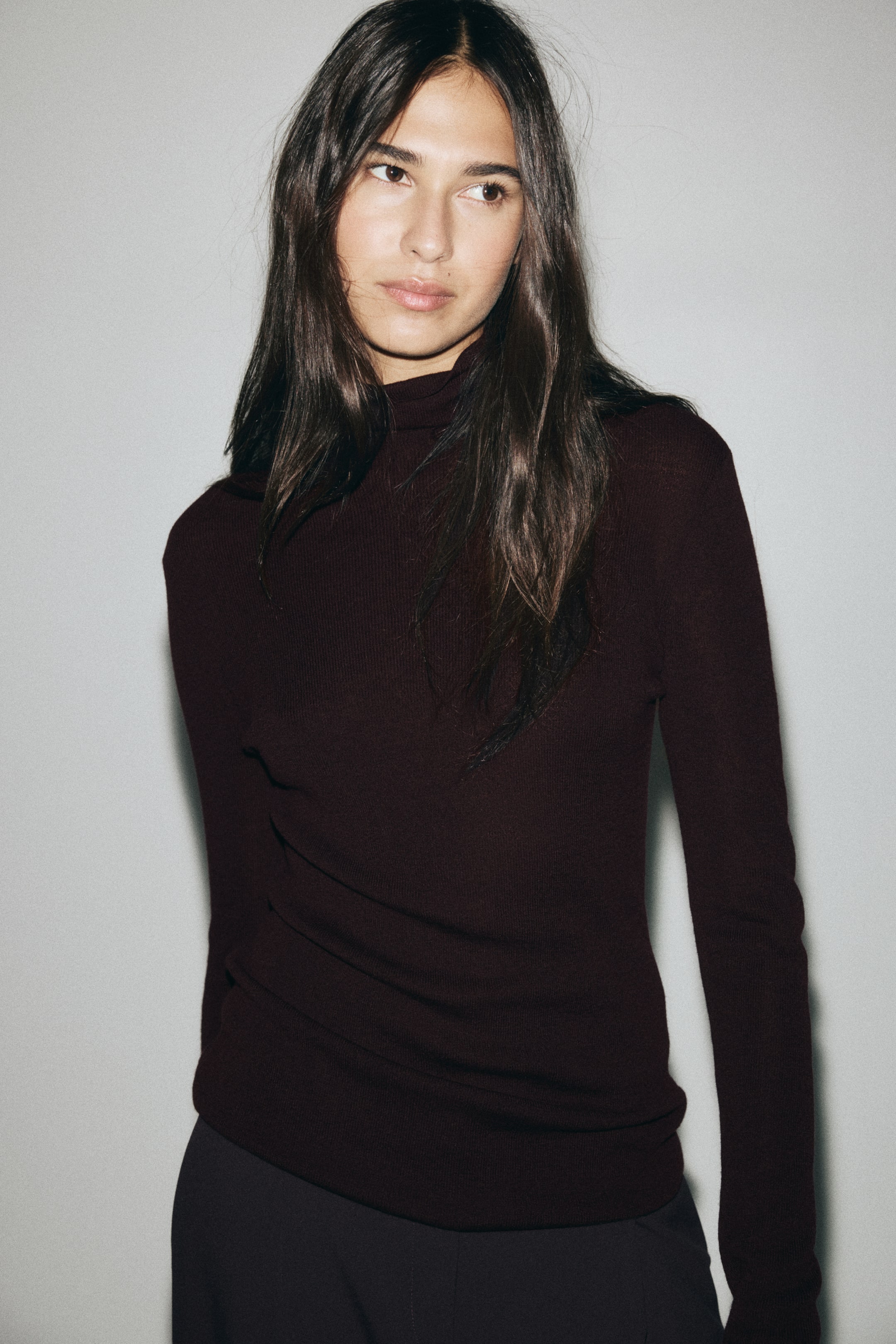 Grösseres Bild ansehen: Pullover aus Kaschmirmix mit Turtleneck - Dunkles Pflaumenlila - DAMEN | H&M CH 2