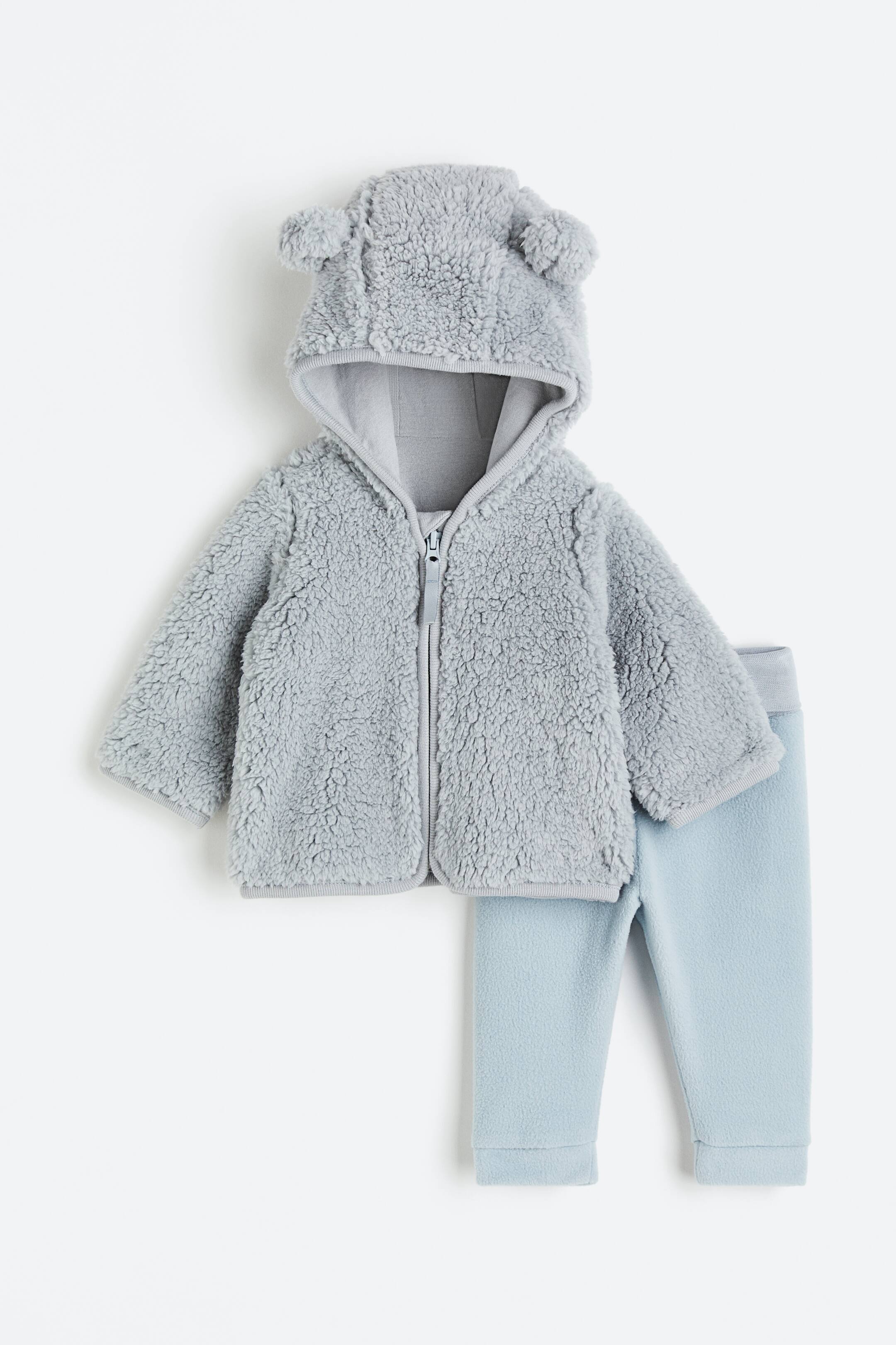 View larger image: 2-piece Fleece Set - Light gray-blue - Kids | H&M US 1