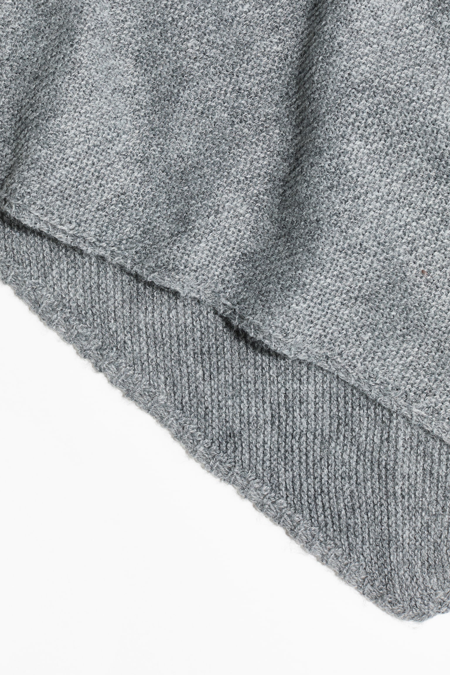 Garter-stitched triangle scarf - Gris jaspeado/Rosa - 5