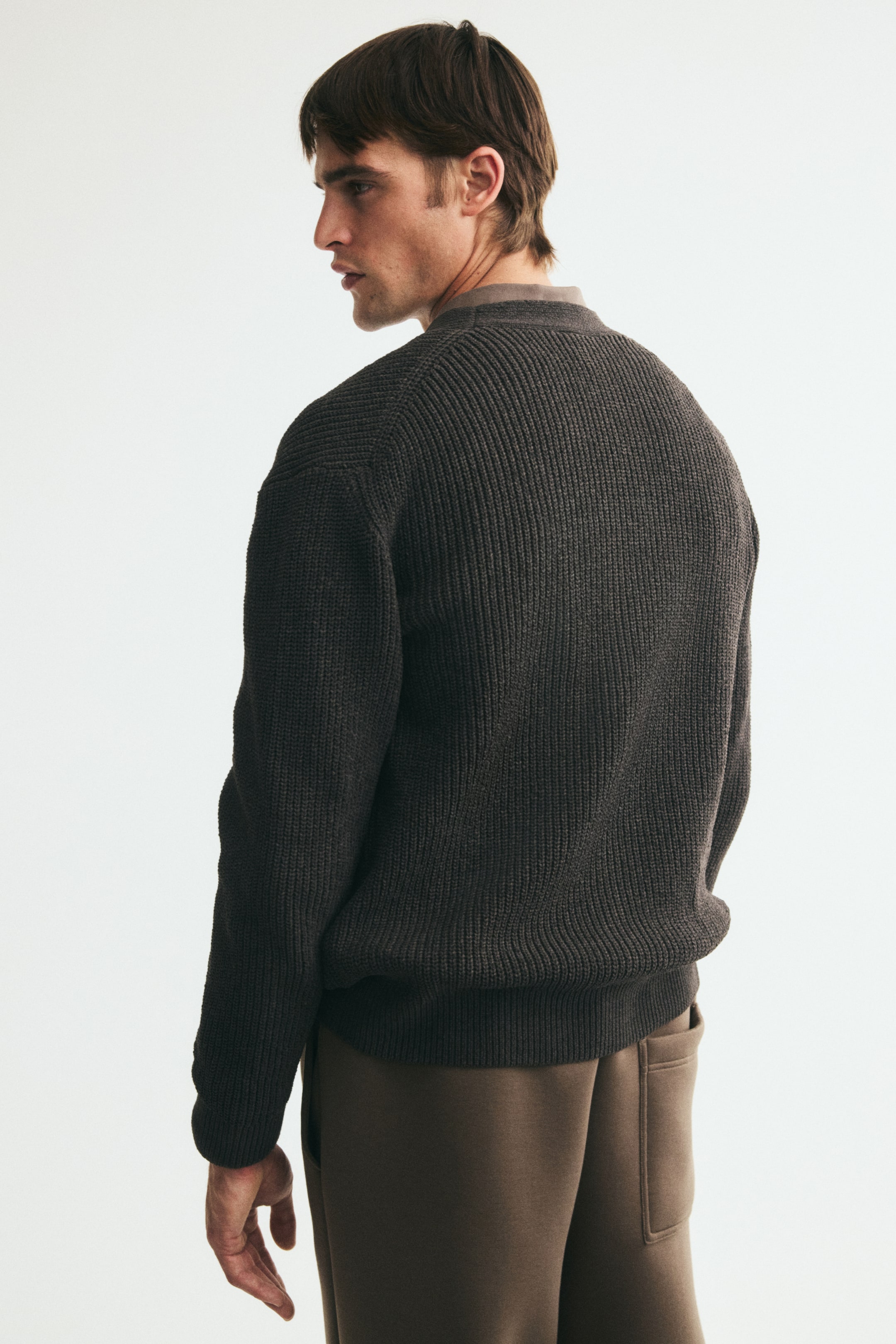 Relaxed Fit Patent-knit chenille cardigan