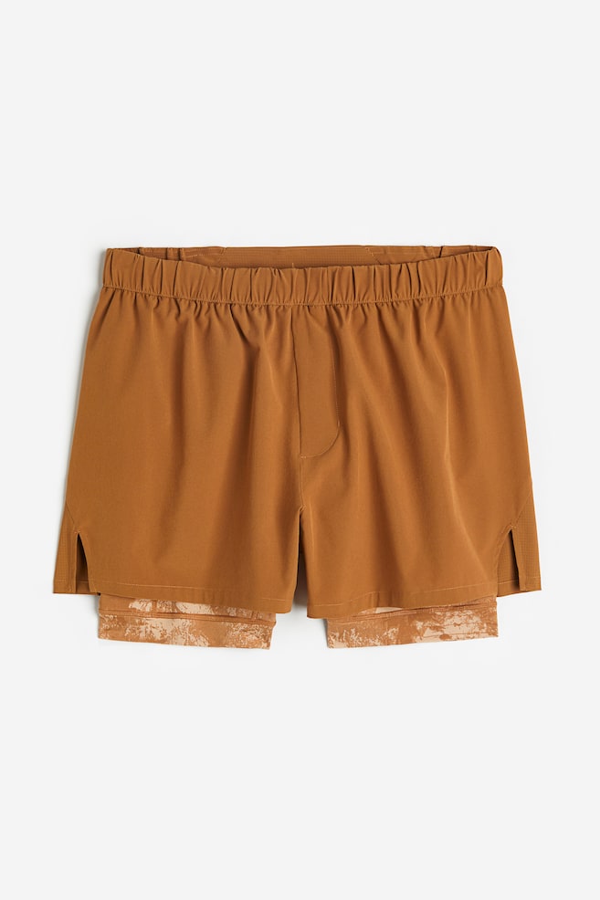 DryMove™ Double-layered running shorts - Light brown/Patterned/Black/Khaki green/Khaki green/Patterned - 2