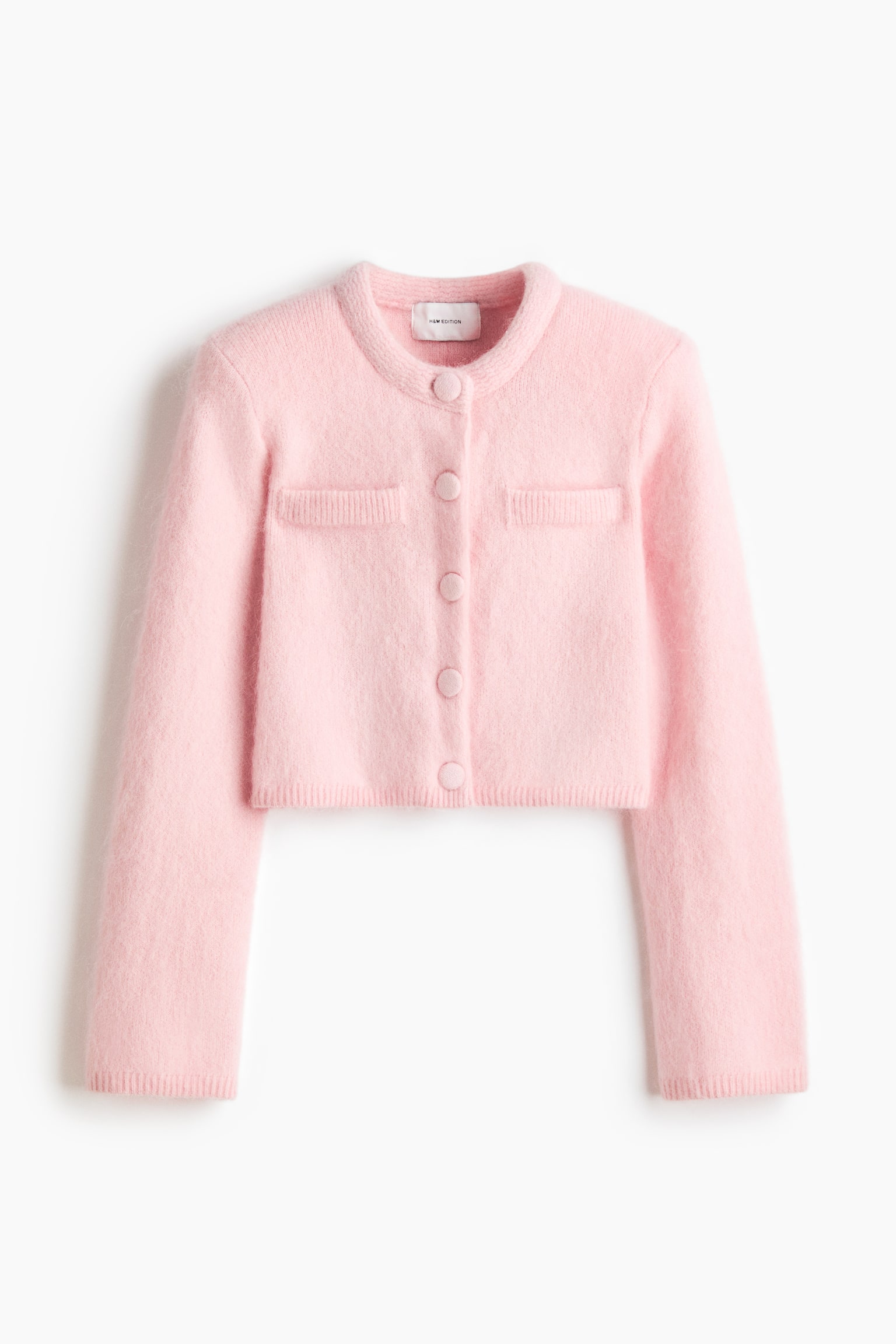 Mohair-blend shoulder-pad cardigan - Light pink/Light greige - 2